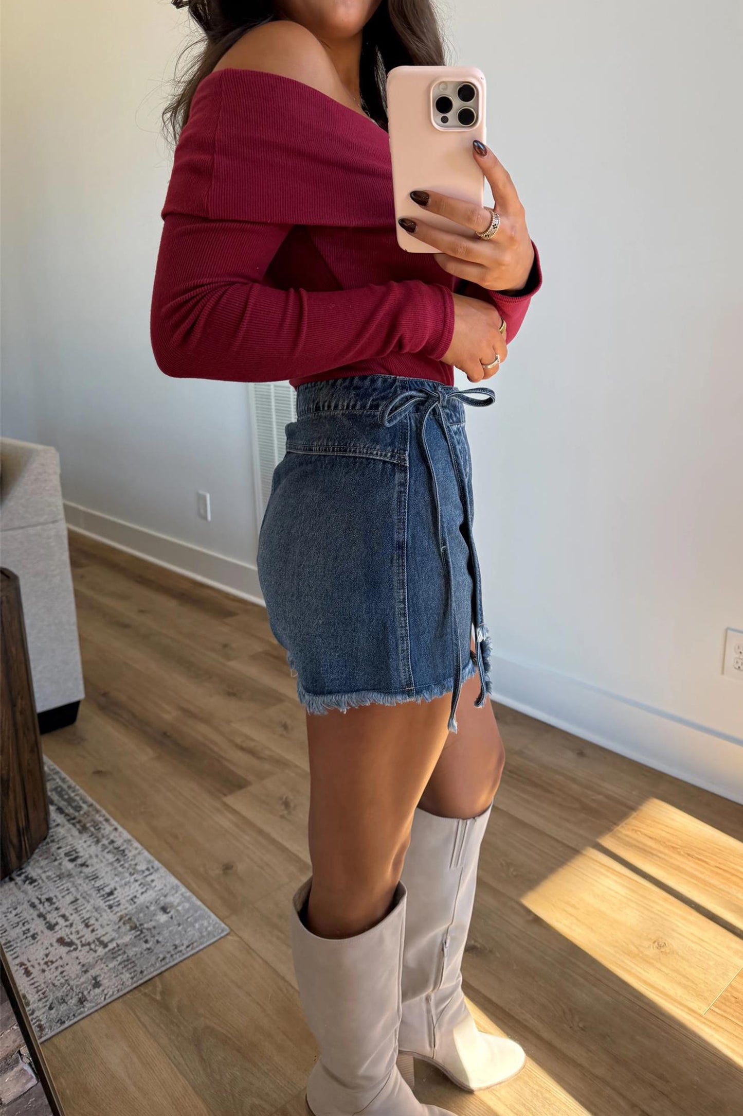 Wrapped Tied Denim Skort