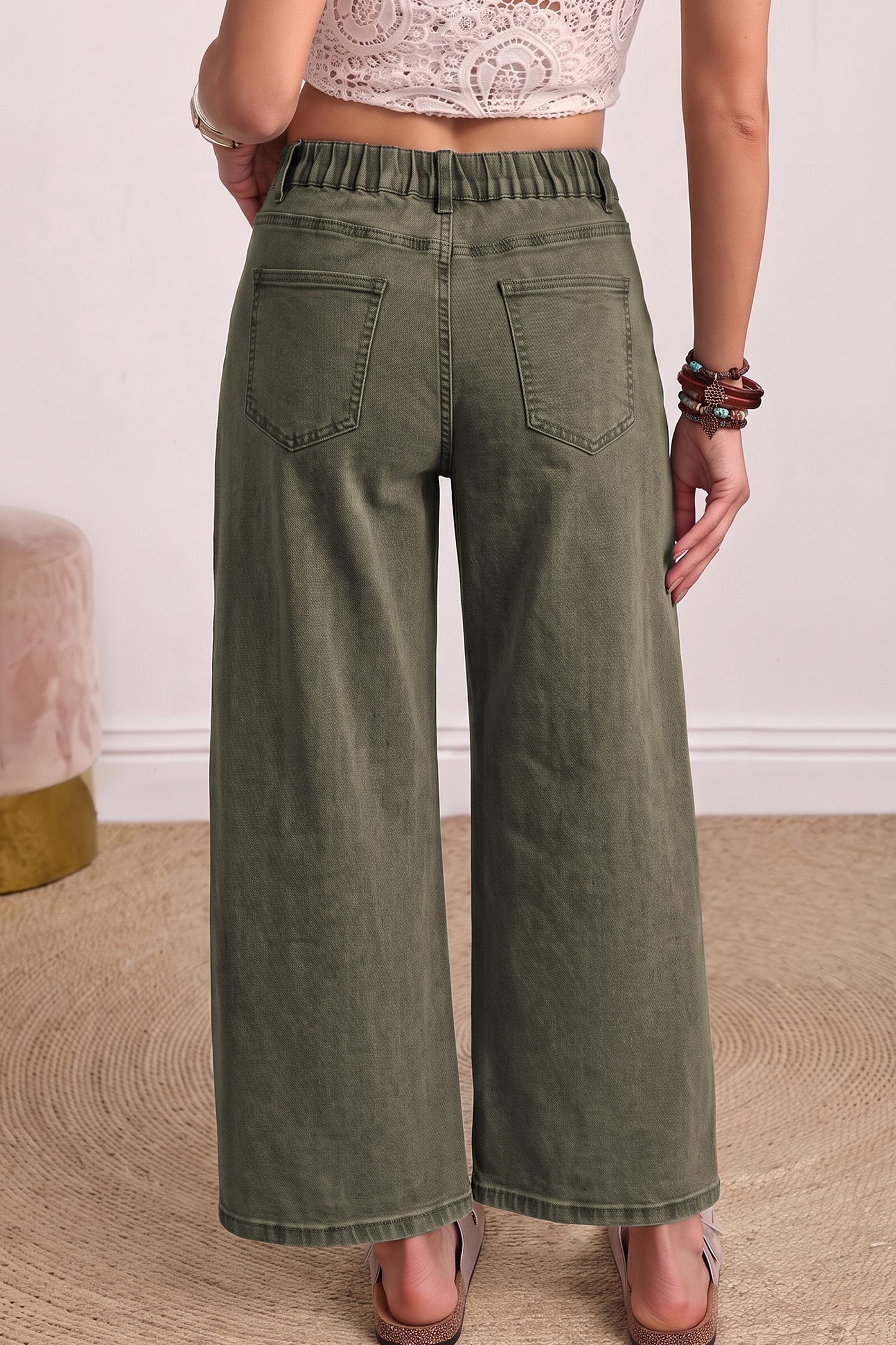 Front Pocket Ankle-length Barrel Jeans