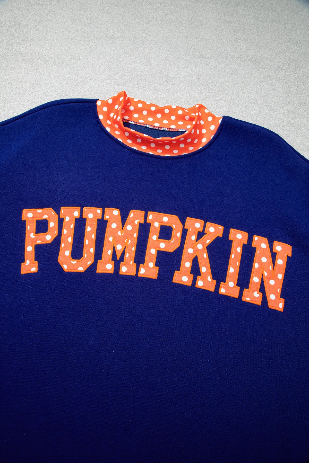 Polka Dot Letter Print Contrast Trim Mock Neck Sweatshirt
