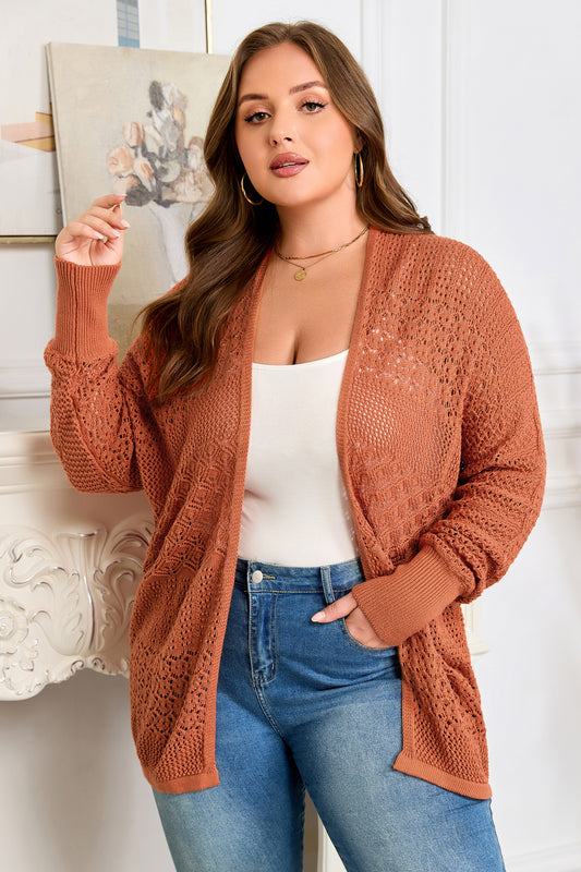 Knitted Open Front Plus Cardigan