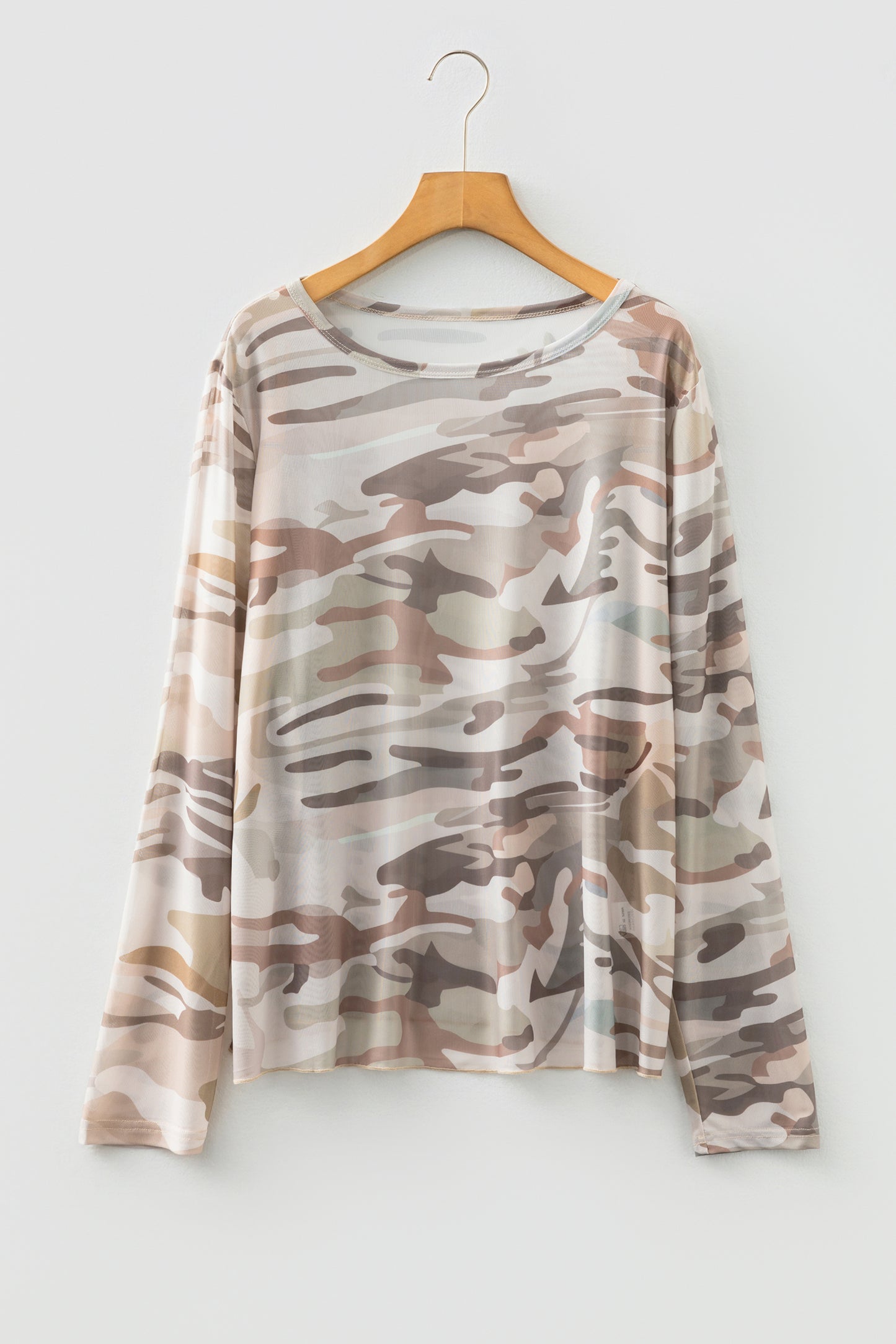 Western Camo Mesh Long Sleeve Top