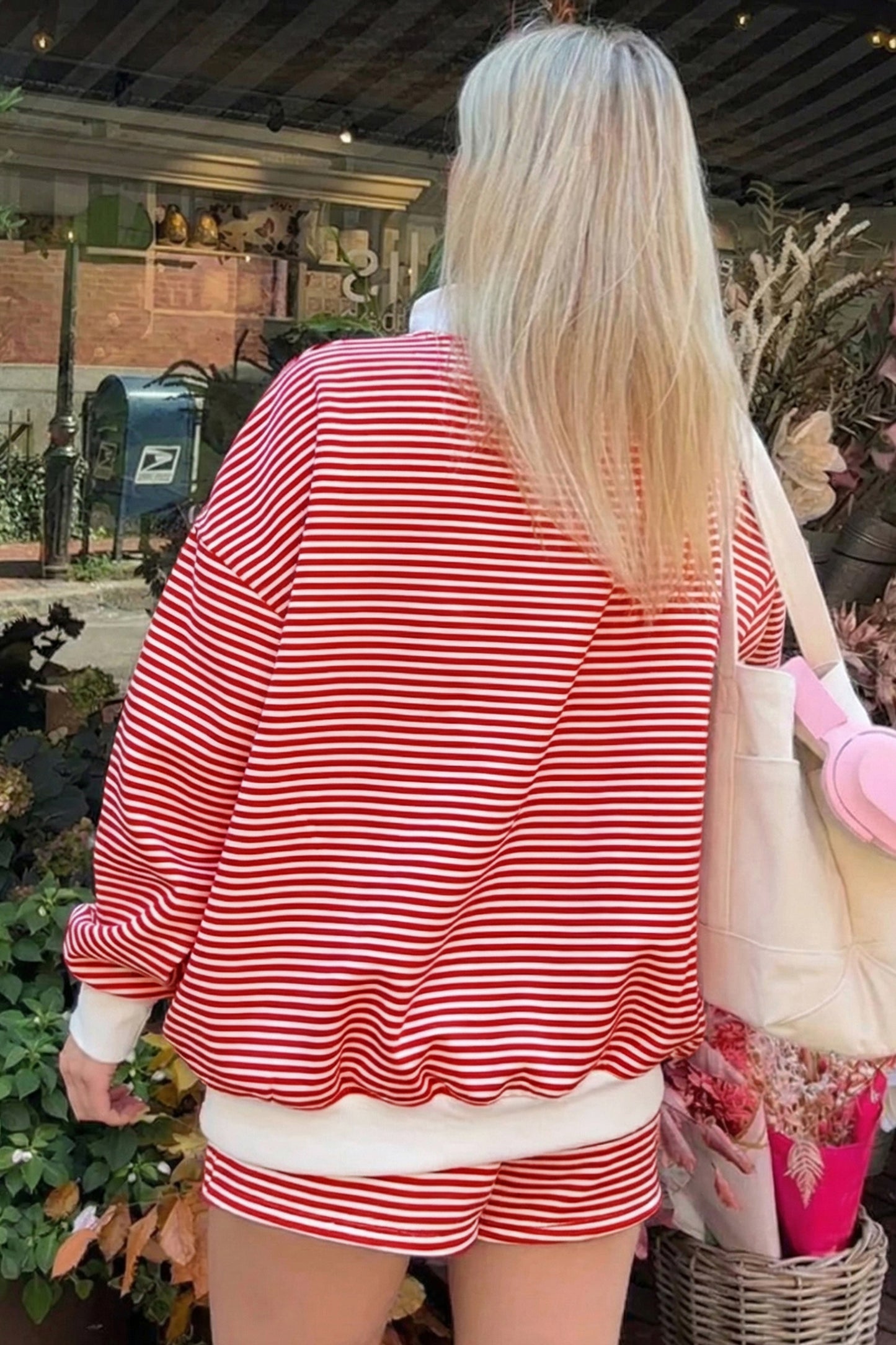 Oversize Mock Neck Sweatshirt and Shorts Set