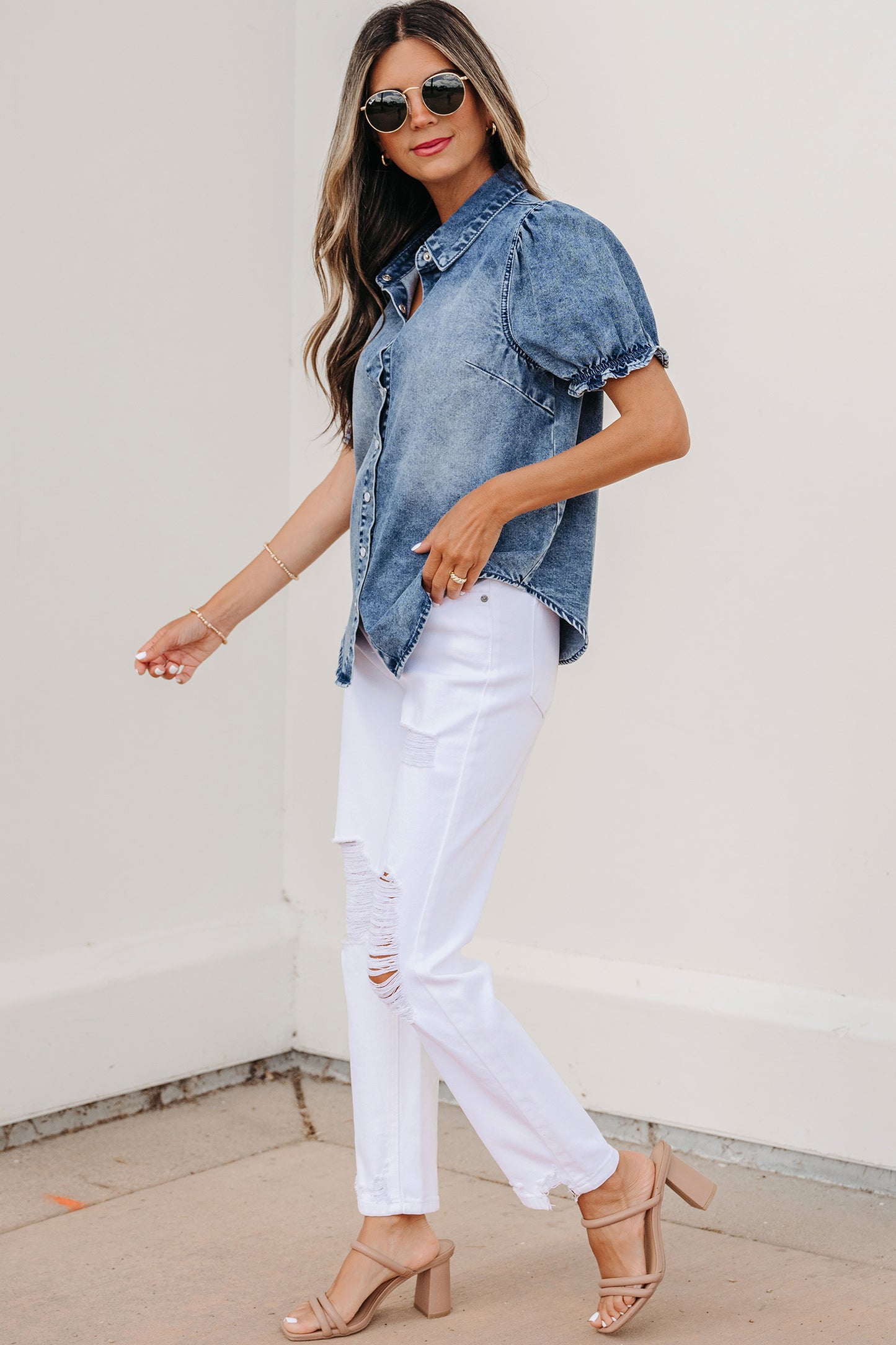 Snap Button Denim Shirt