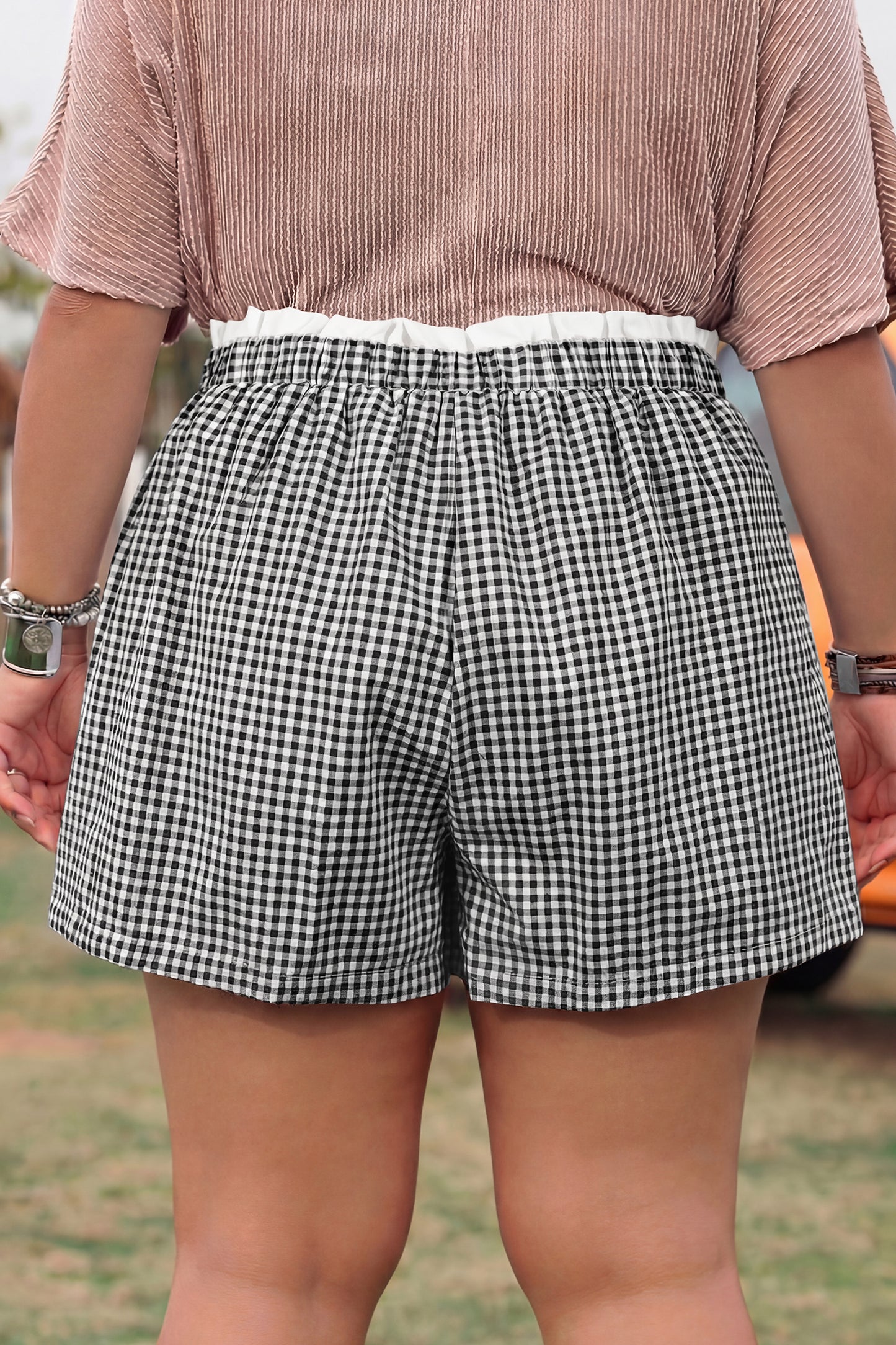 Plaid Print Plus Size Shorts