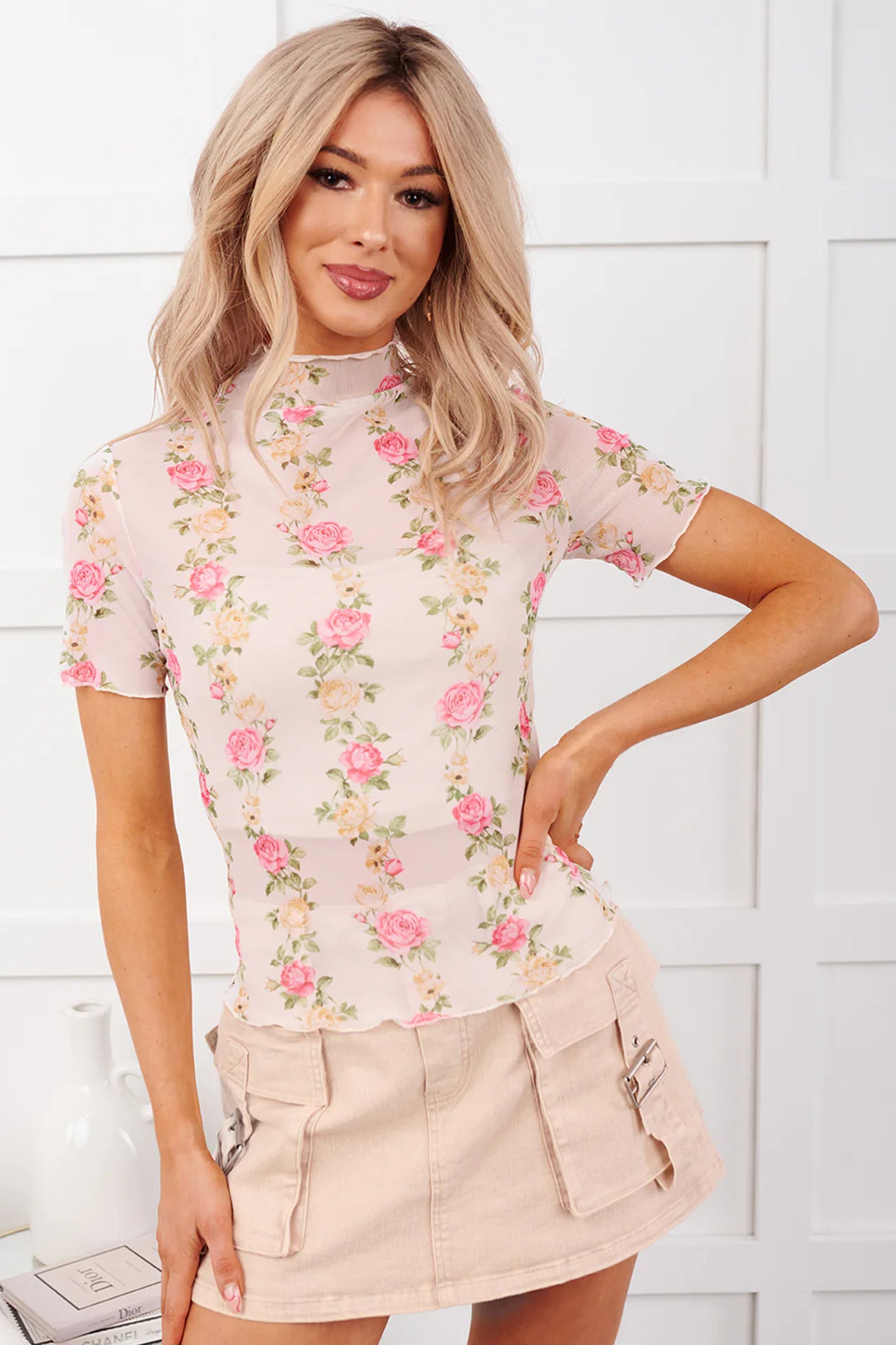 Floral Mesh Top