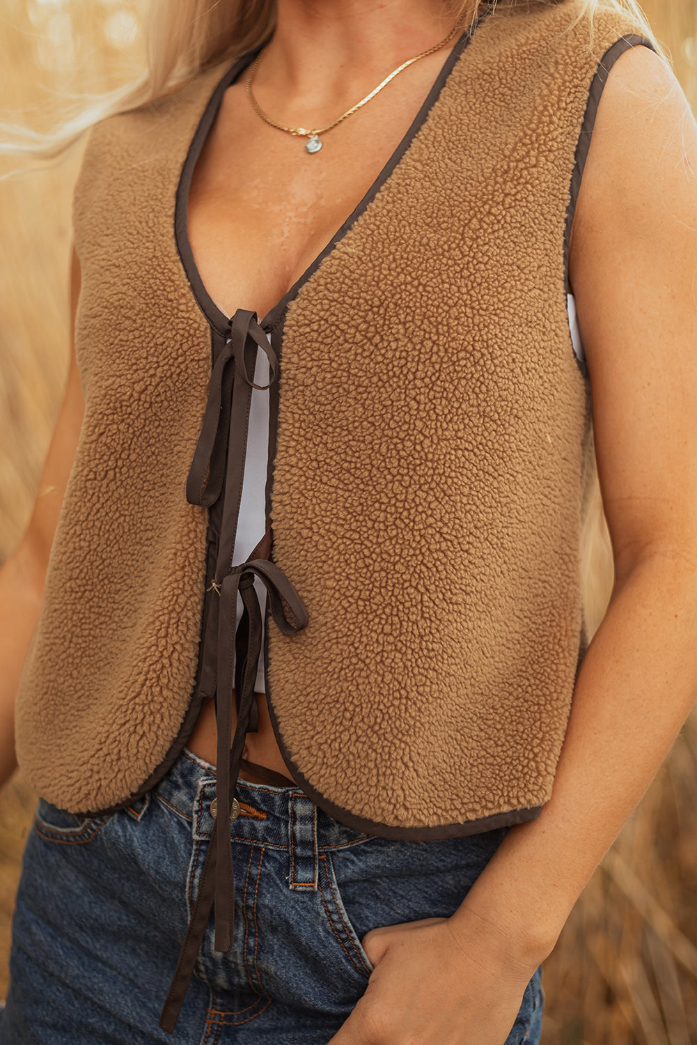 Tie Front Sherpa Vest