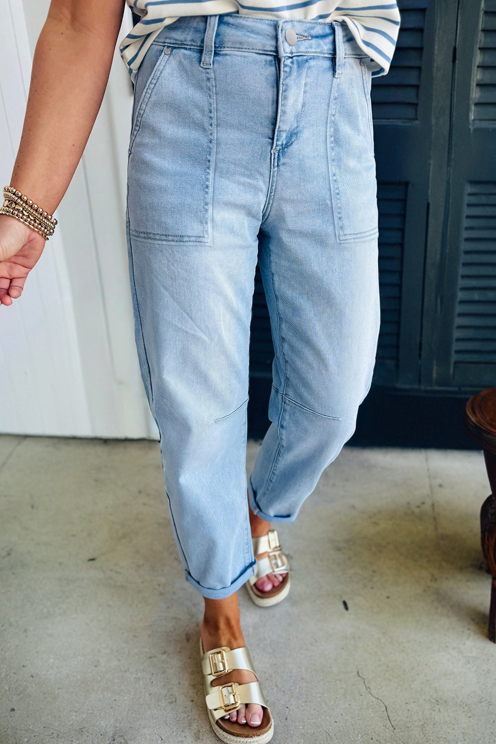 High Rise Barrel Relaxed Pocket Jeans