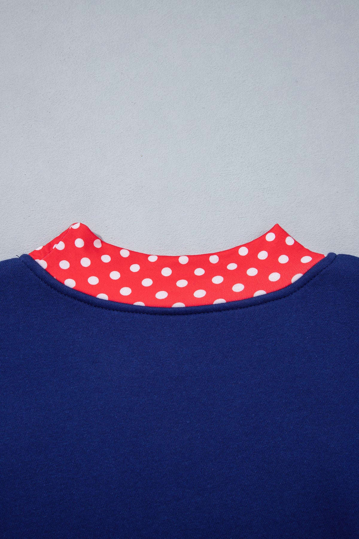 Polka Dot Letter Print Contrast Trim Mock Neck Sweatshirt