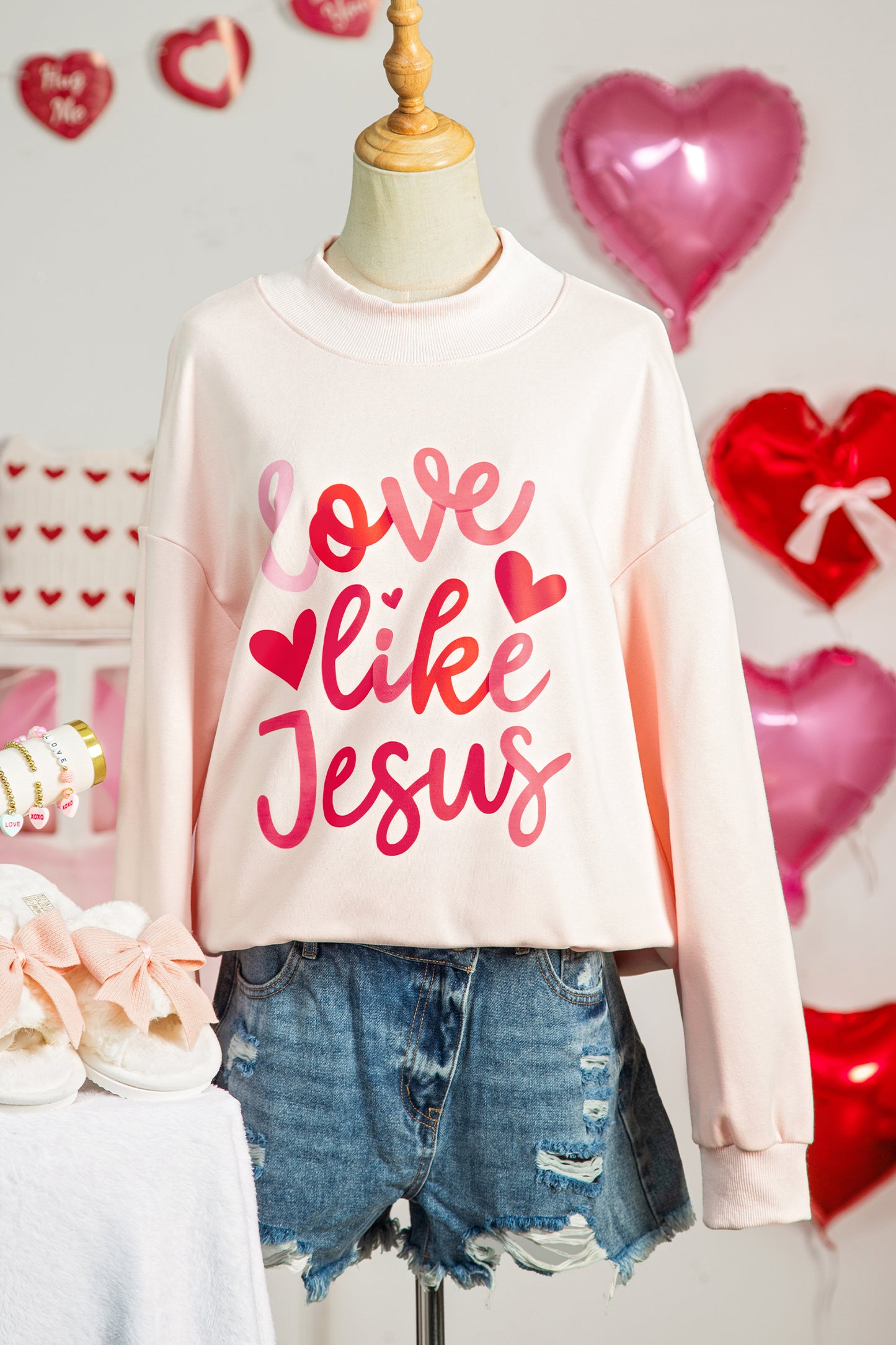 love like Jesus  Mock Neck Sweatshirt