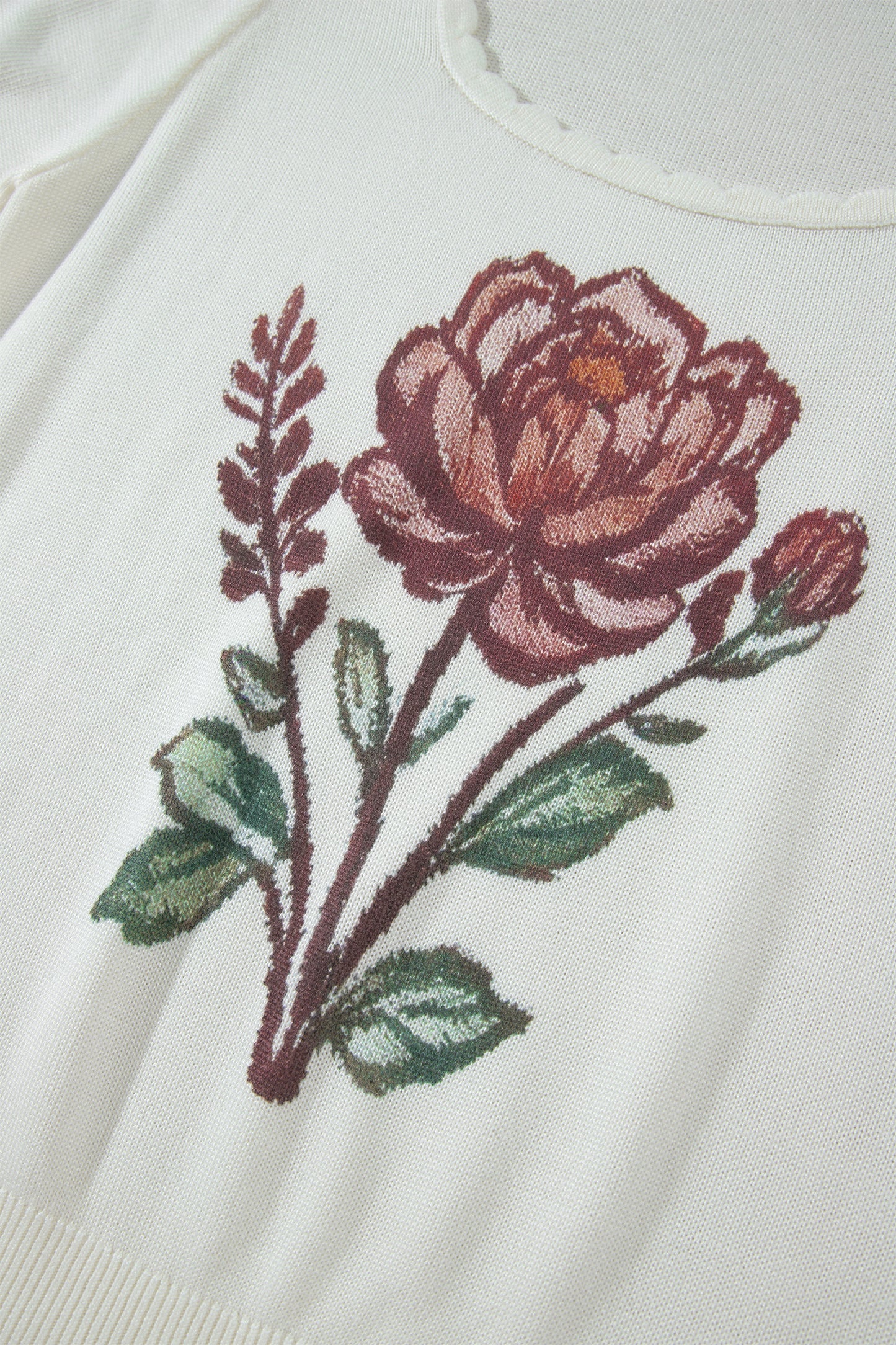 Floral Short Sleeve Knit Sweater