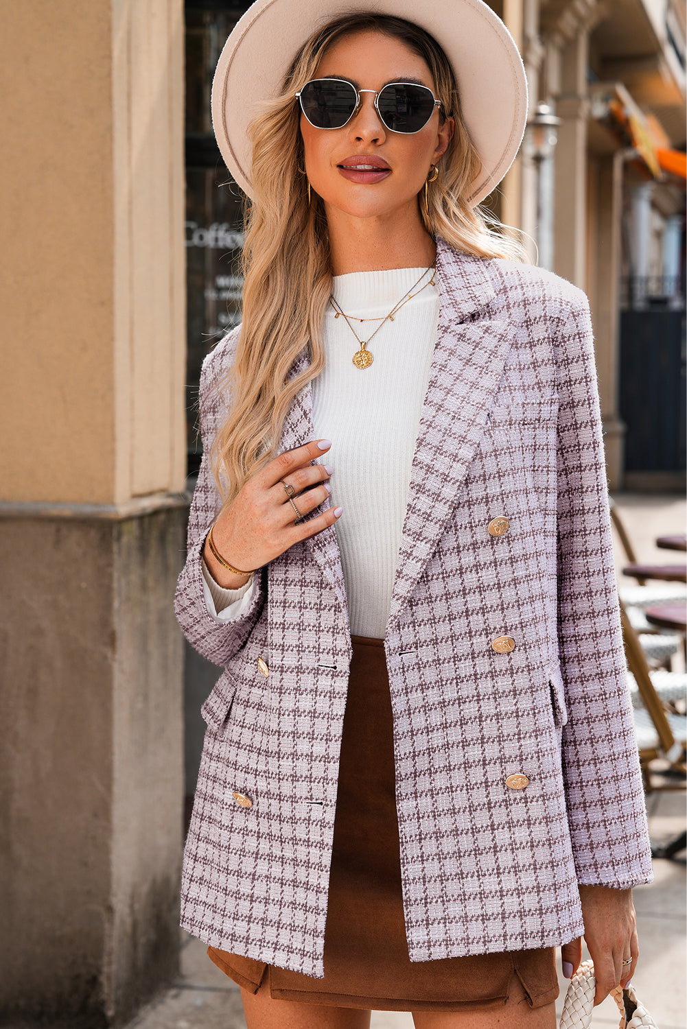 Tweed Plaid Blazer