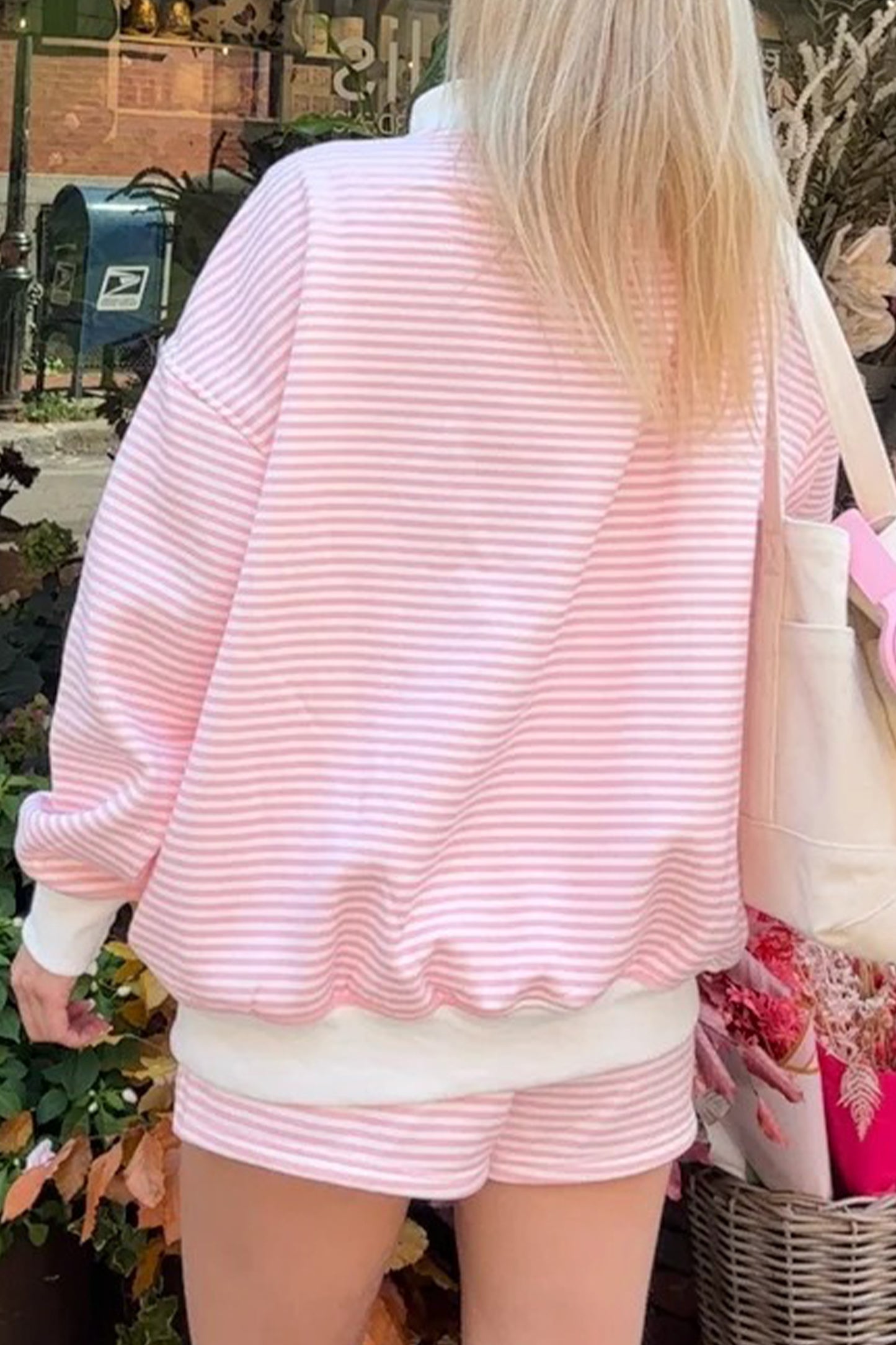 Oversize Mock Neck Sweatshirt and Shorts Set