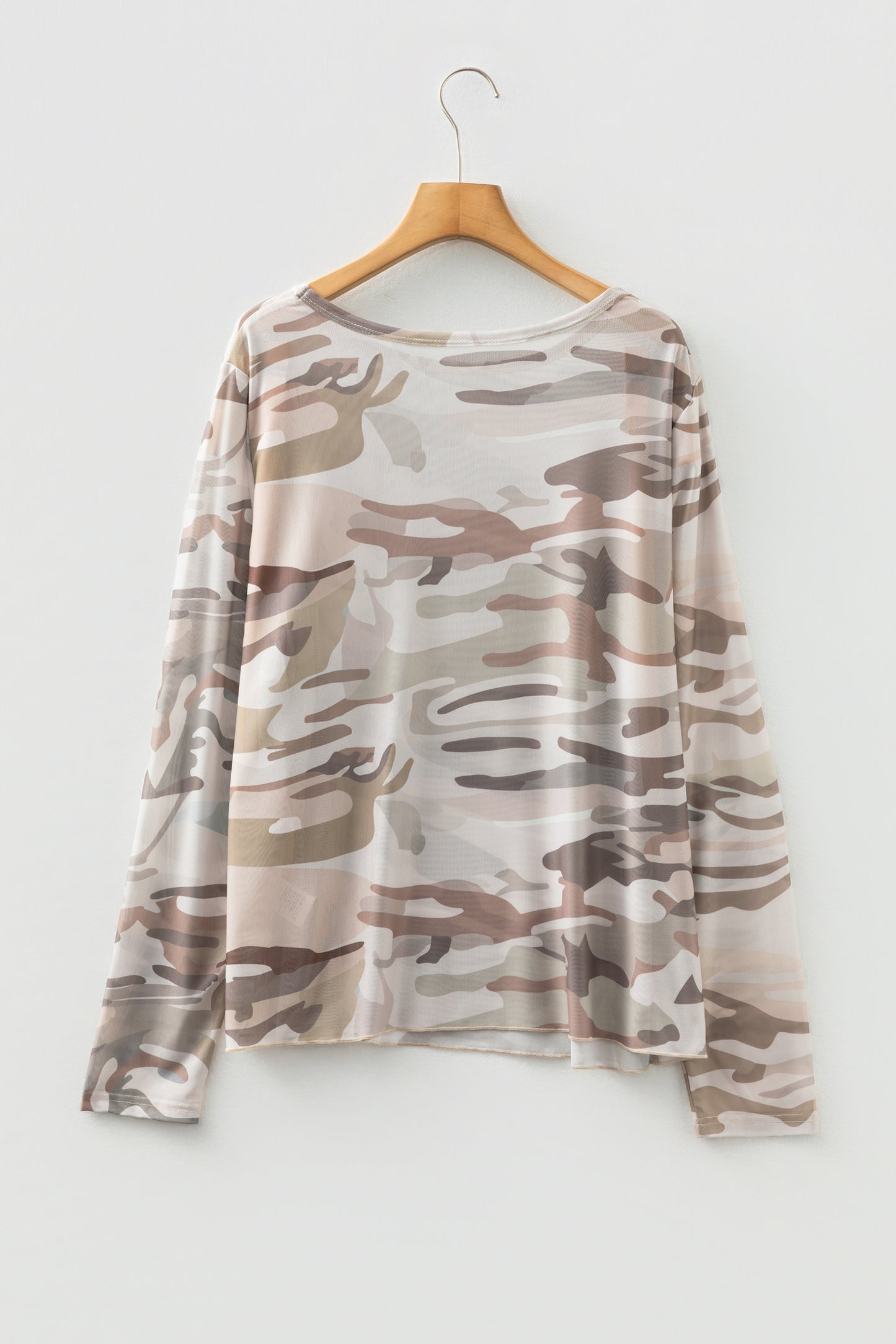 Western Camo Mesh Long Sleeve Top