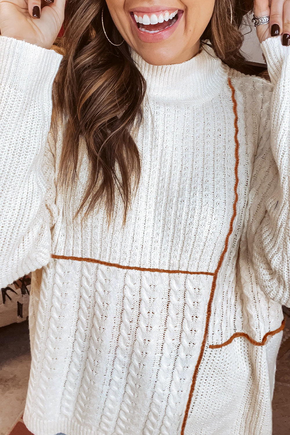 Stitch Mock Neck Sweater