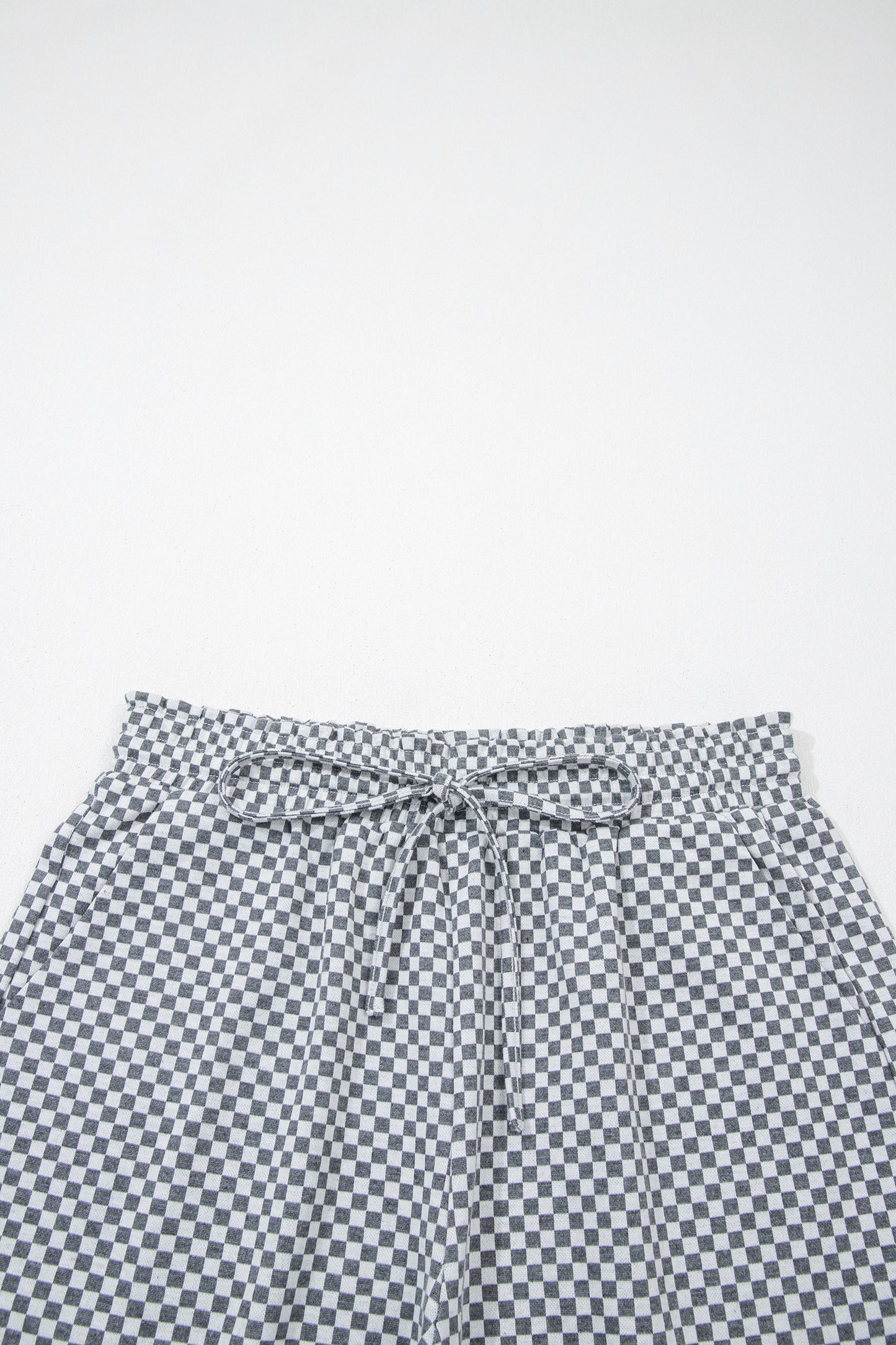 Checkerboard Drawstring  Pocketed Shorts