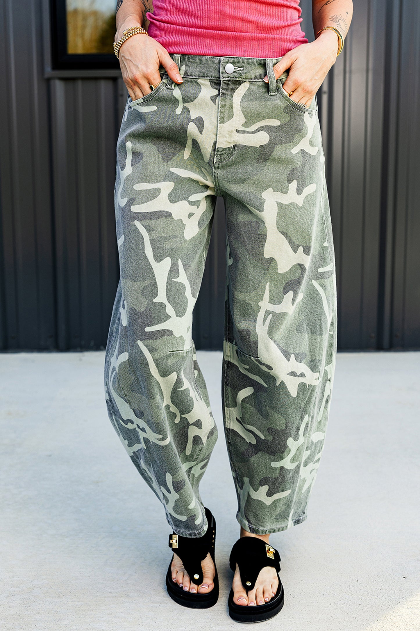 Camo Straight Ankle Jeans