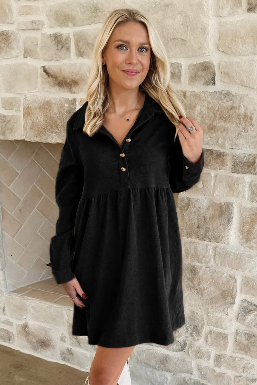 Corduroy Long Sleeve Mini Dress