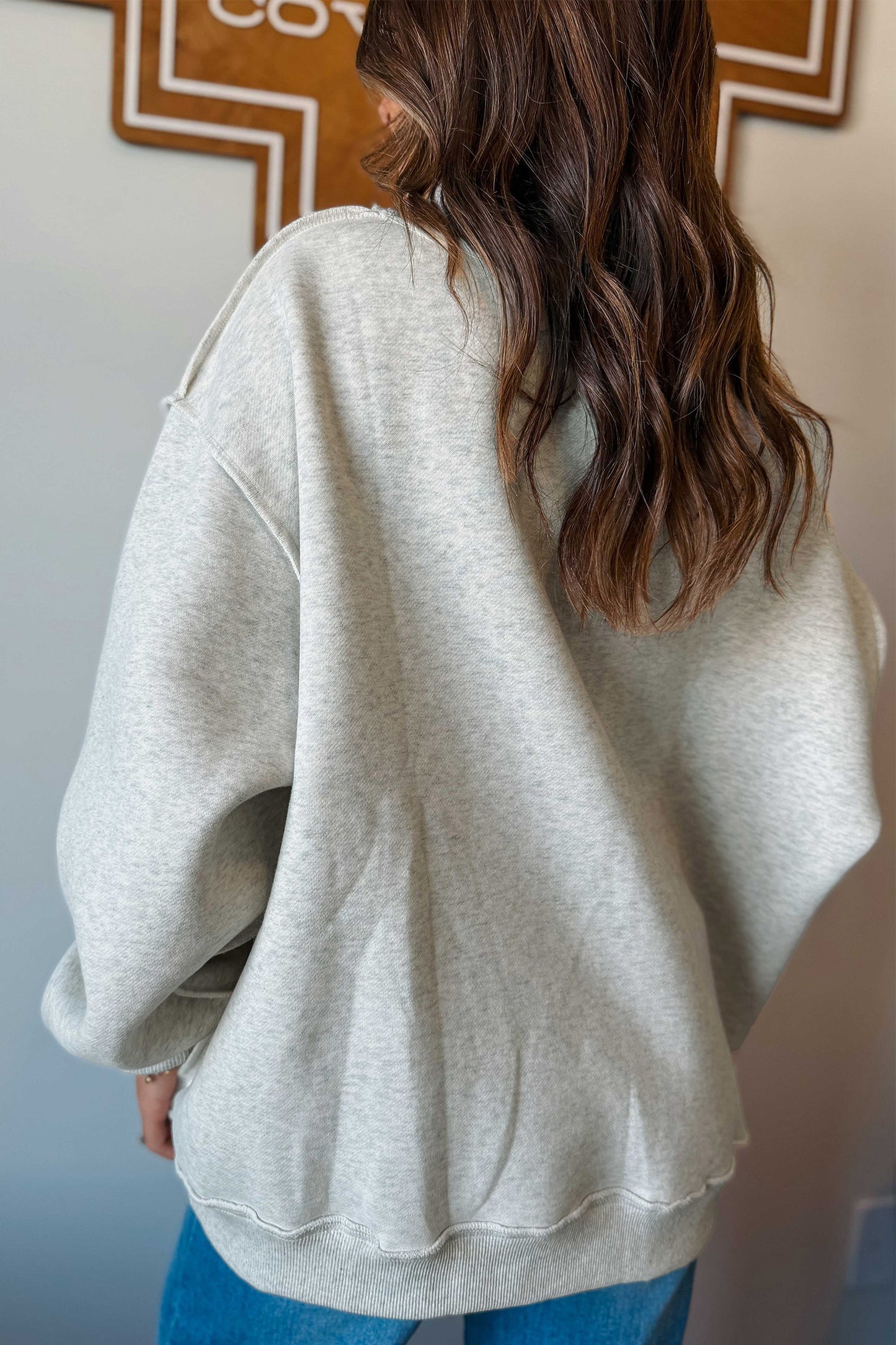 Reversible Christian Faith Print Mock Neck Pullover Sweatshirt