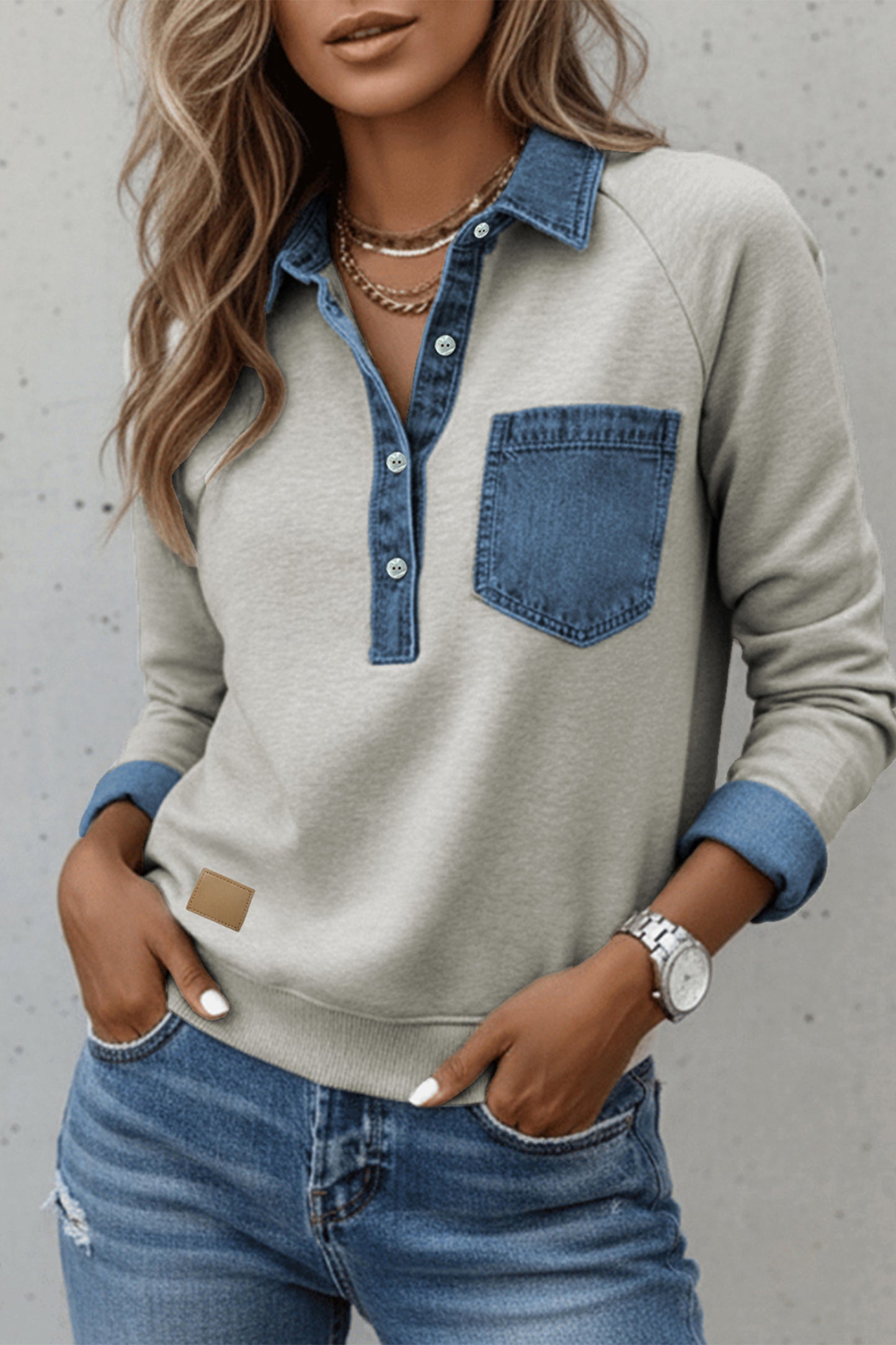 Denim/ Grey Pullover