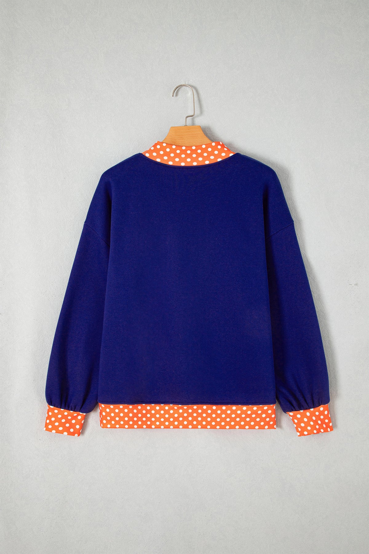 Polka Dot Letter Print Contrast Trim Mock Neck Sweatshirt
