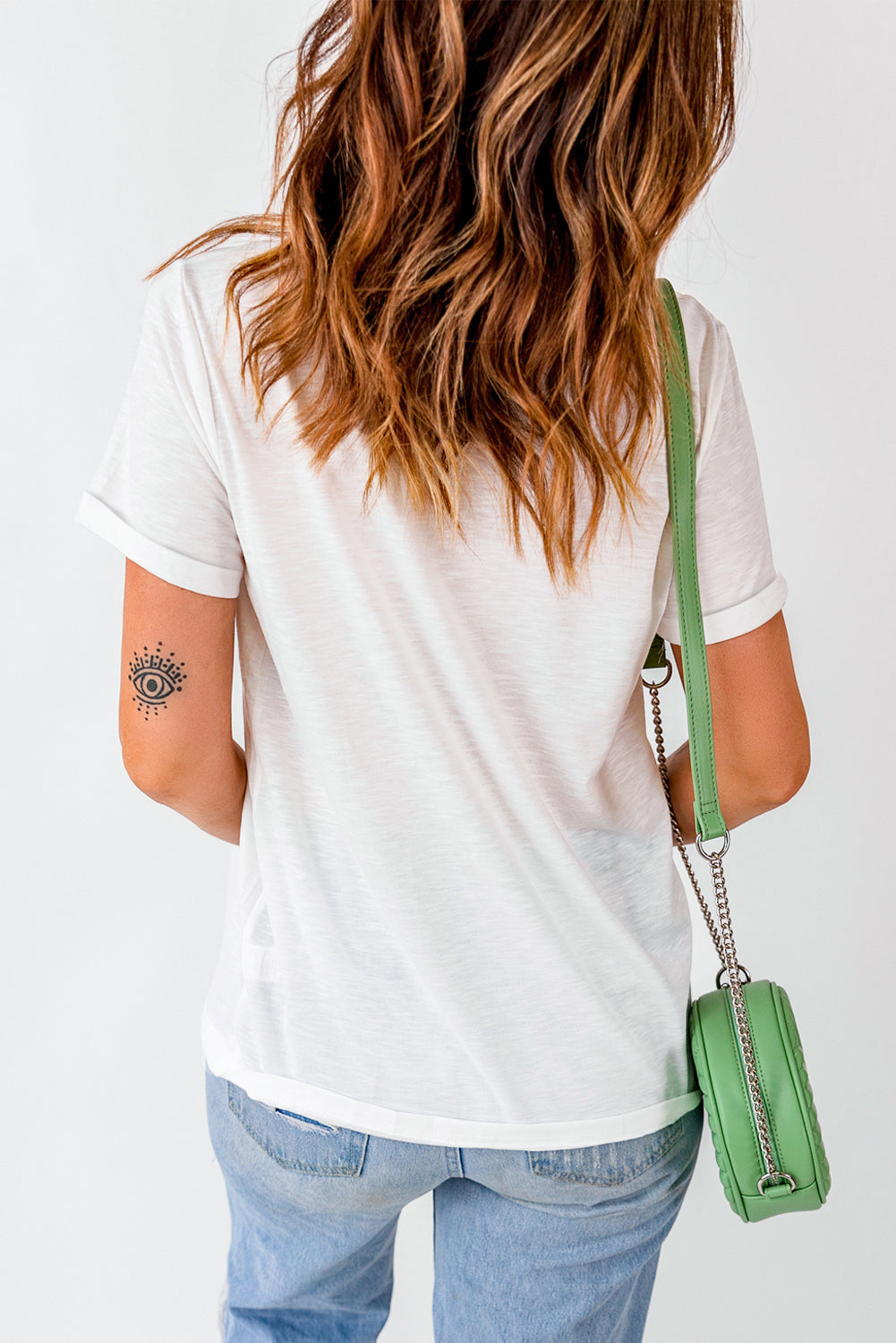 JUST HERE For THE COWBOY Cuffed Sleeve Crew Neck T Shirt