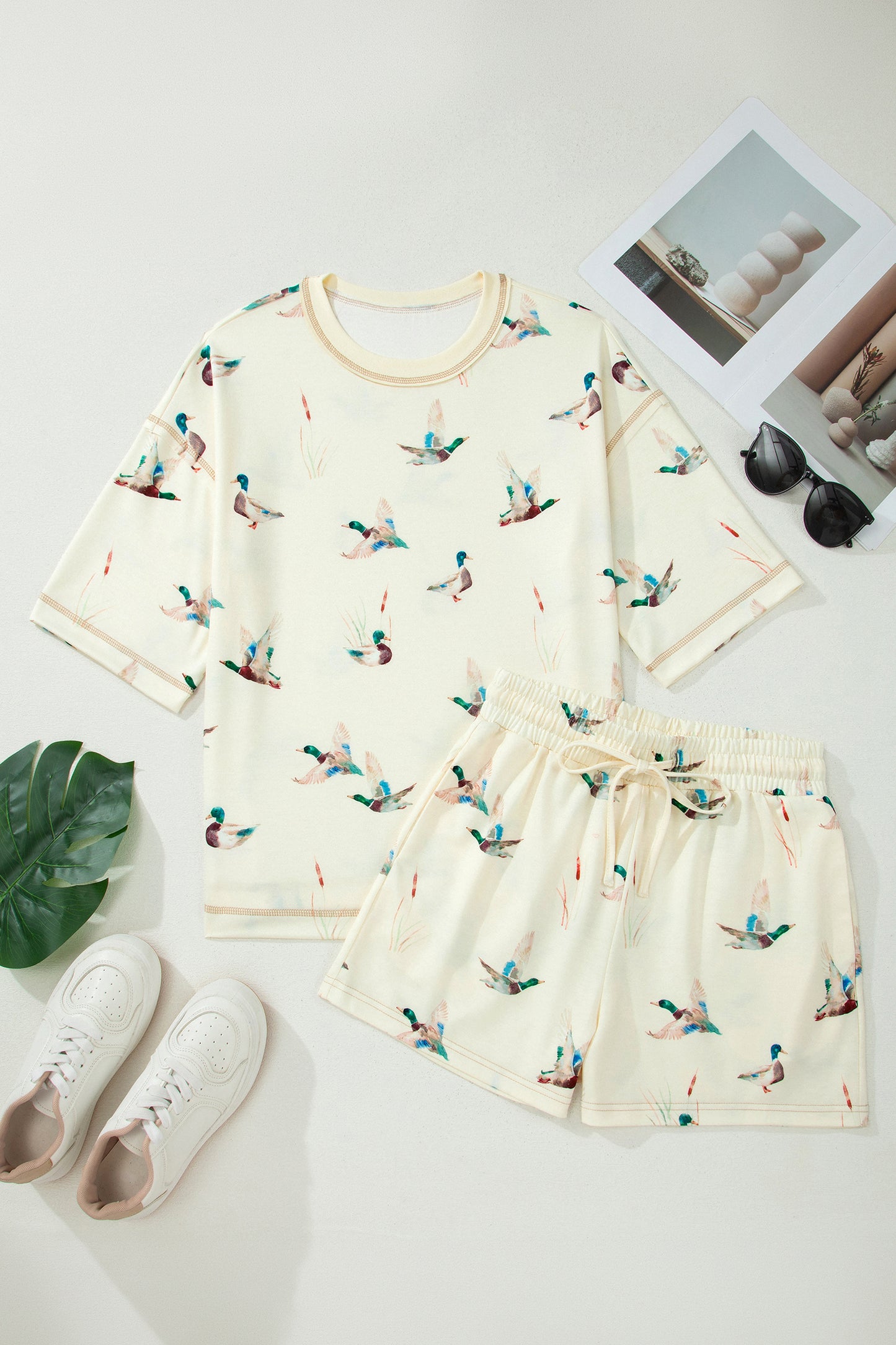 Mallard Duck  Oversized Tee Drawstring Short Set