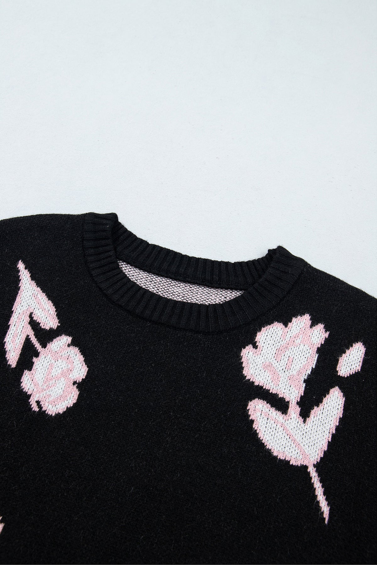 Floral Pattern Puff SleeveSweater