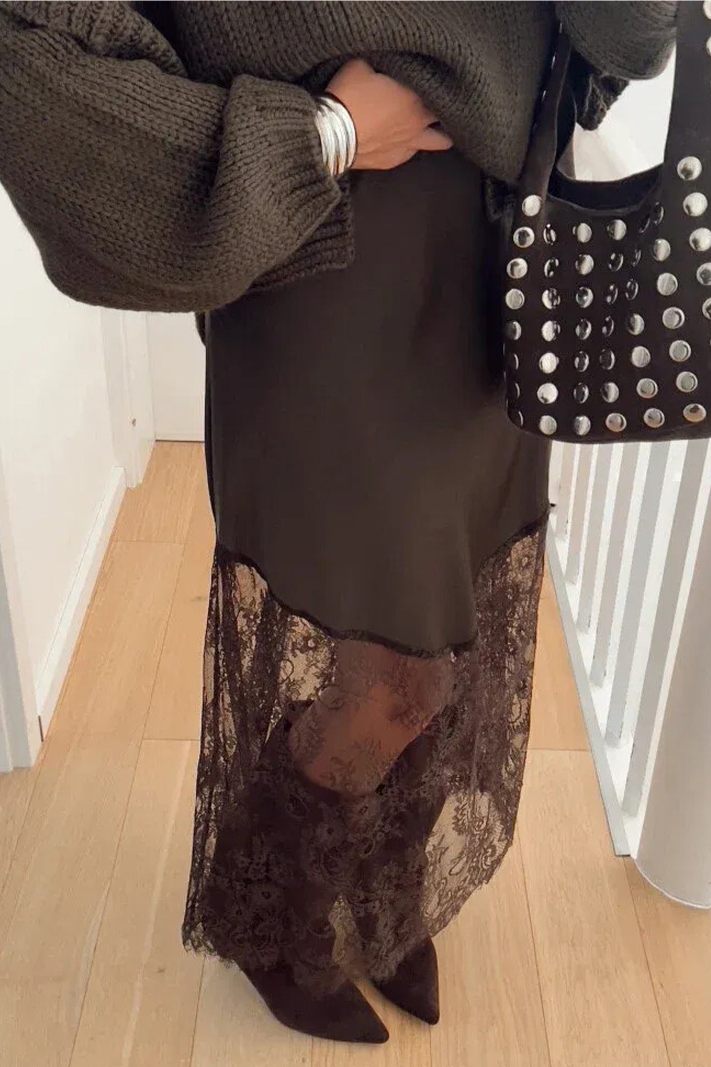 Silk & Lace Long  Skirt