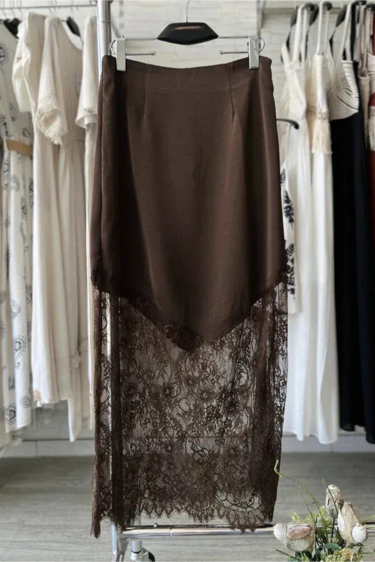 Silk & Lace Long  Skirt