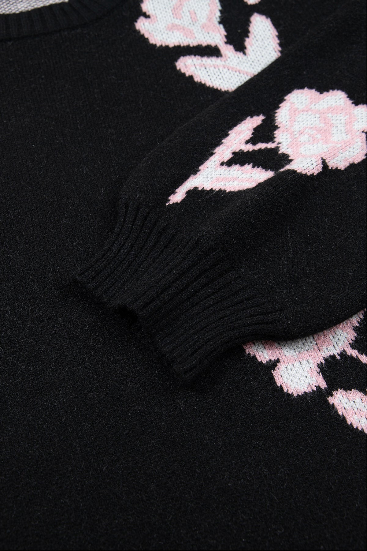 Floral Pattern Puff SleeveSweater