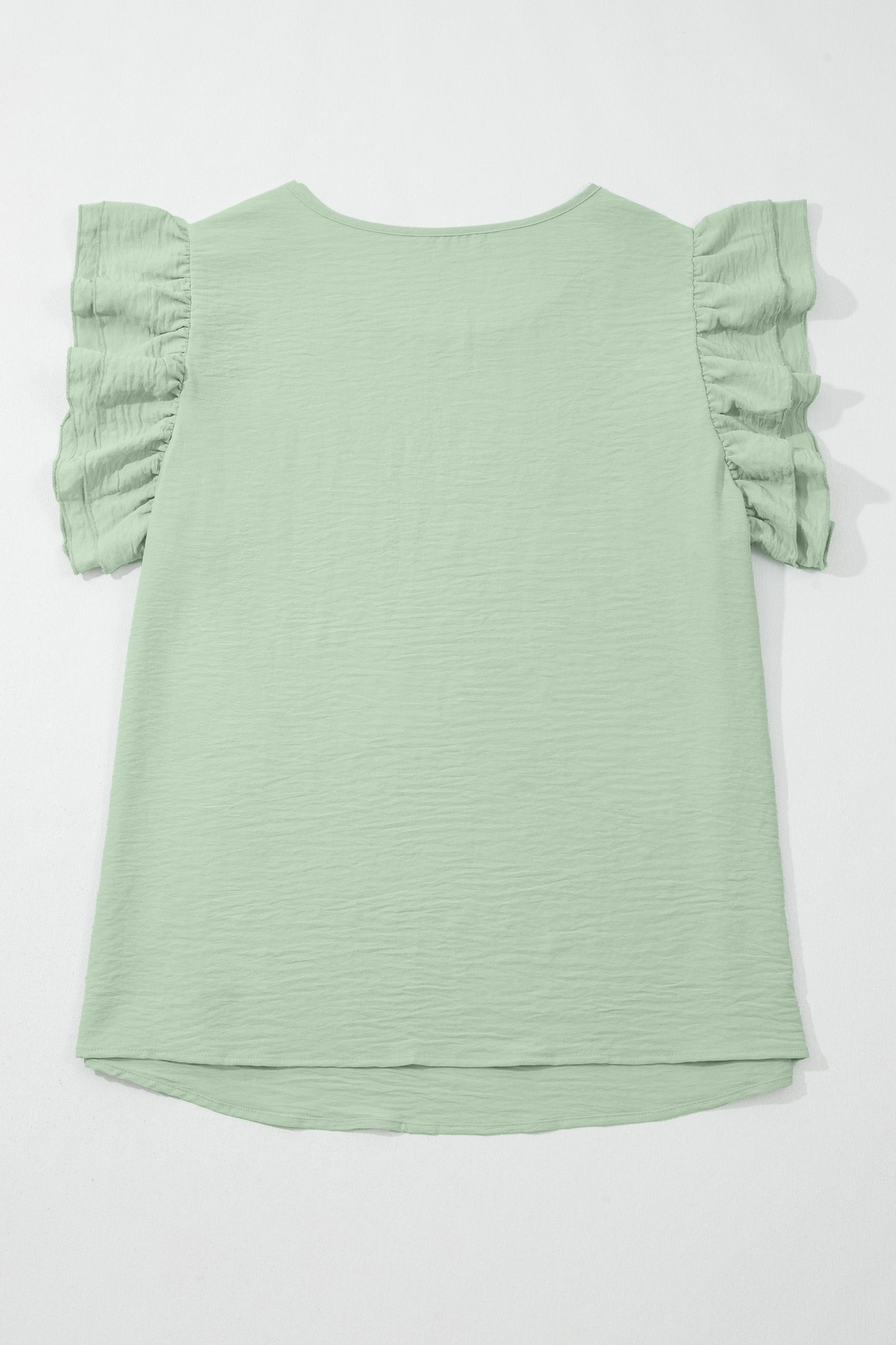 Plus Size Crew Neck Ruffle Sleeve Top