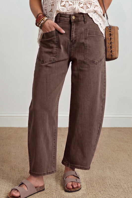 Front Pocket Ankle-length Barrel Jeans