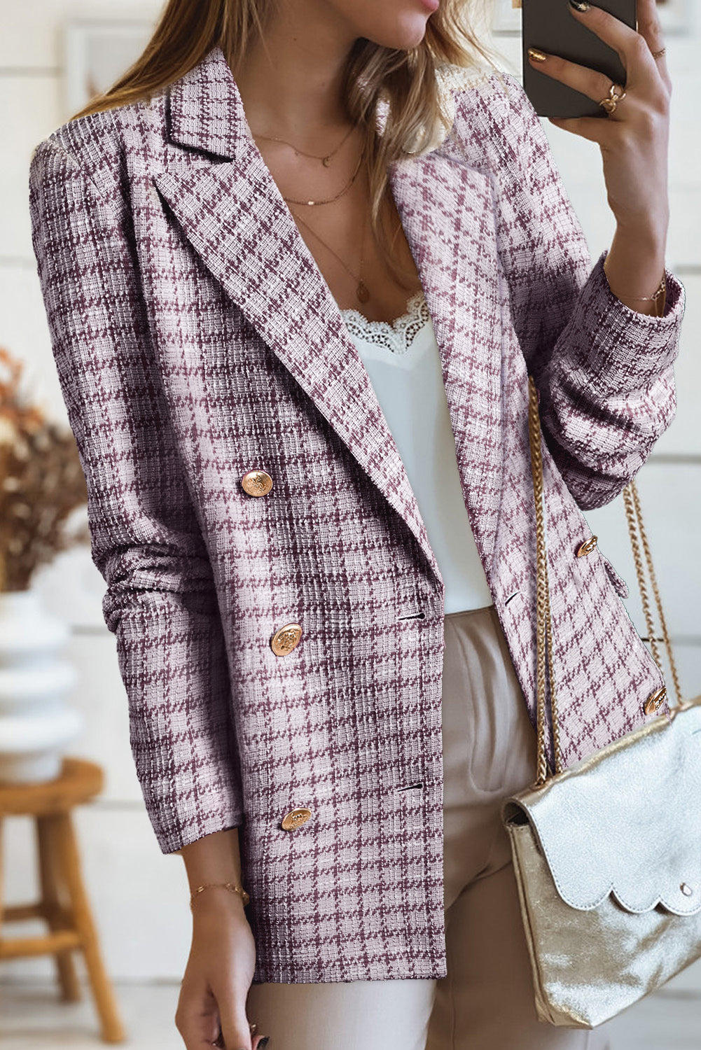 Tweed Plaid Blazer