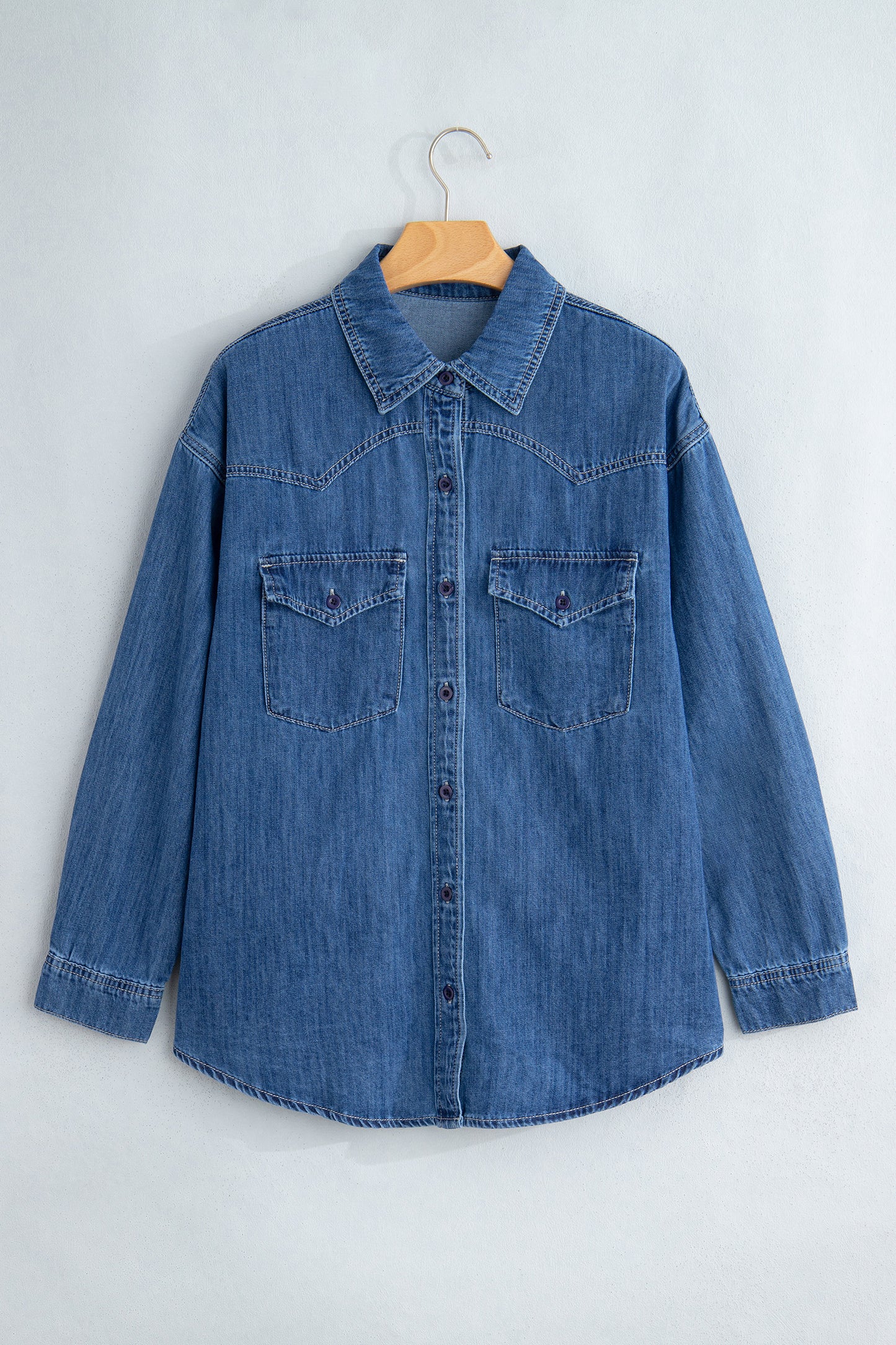 Dark Long Sleeve Denim Shirt