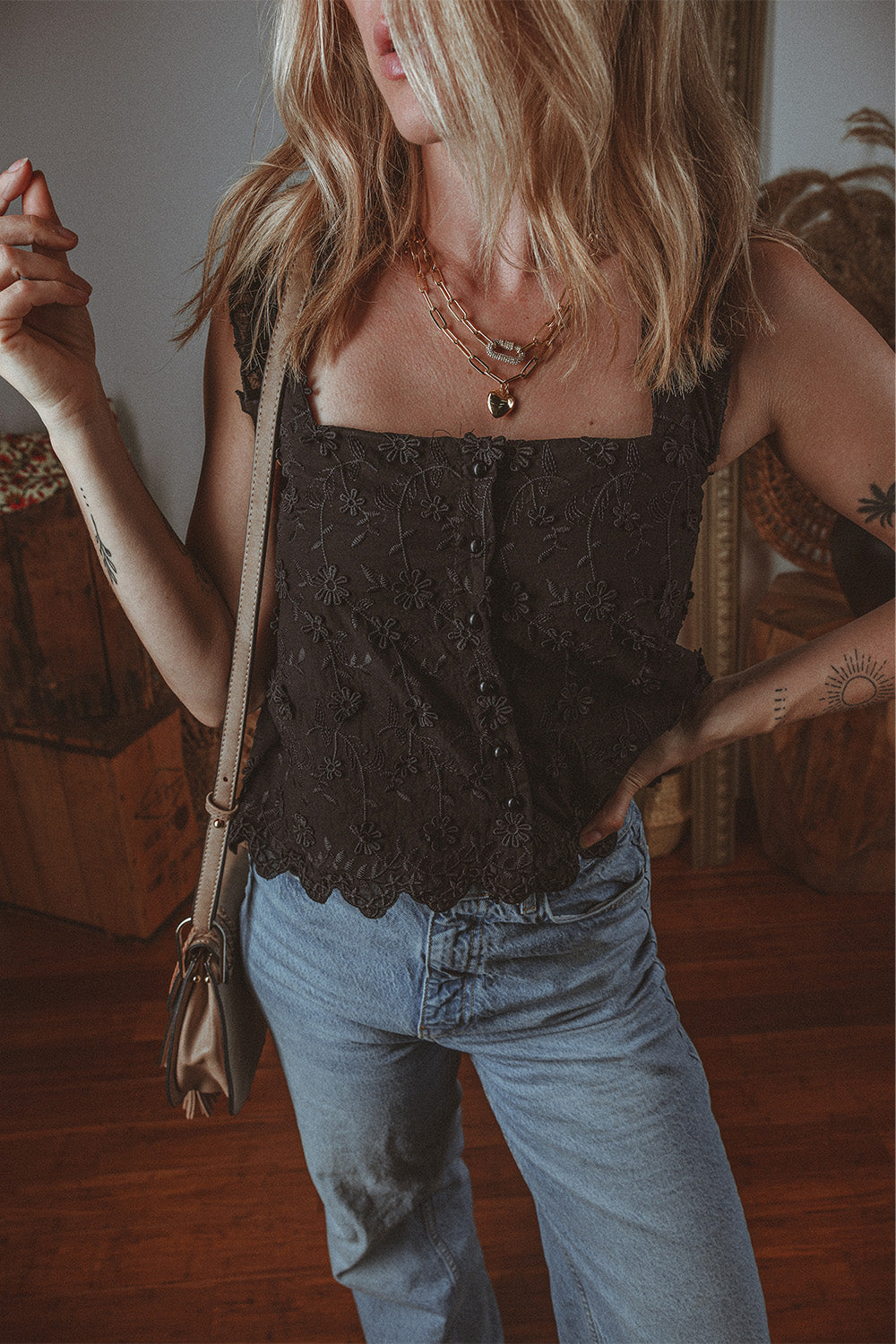 Floral Embroidered Tank Top