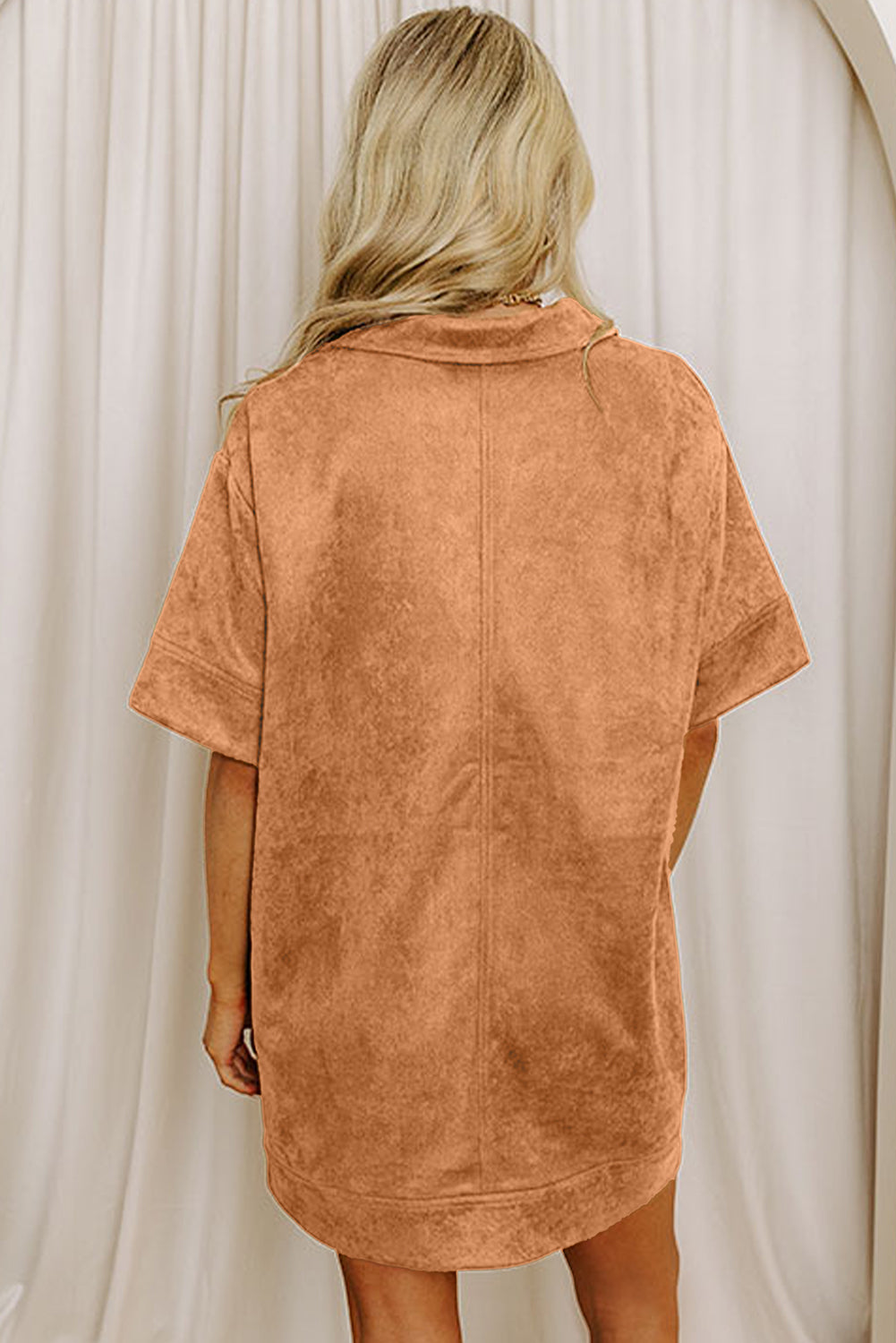 Faux Suede Short Sleeve Mini Dress