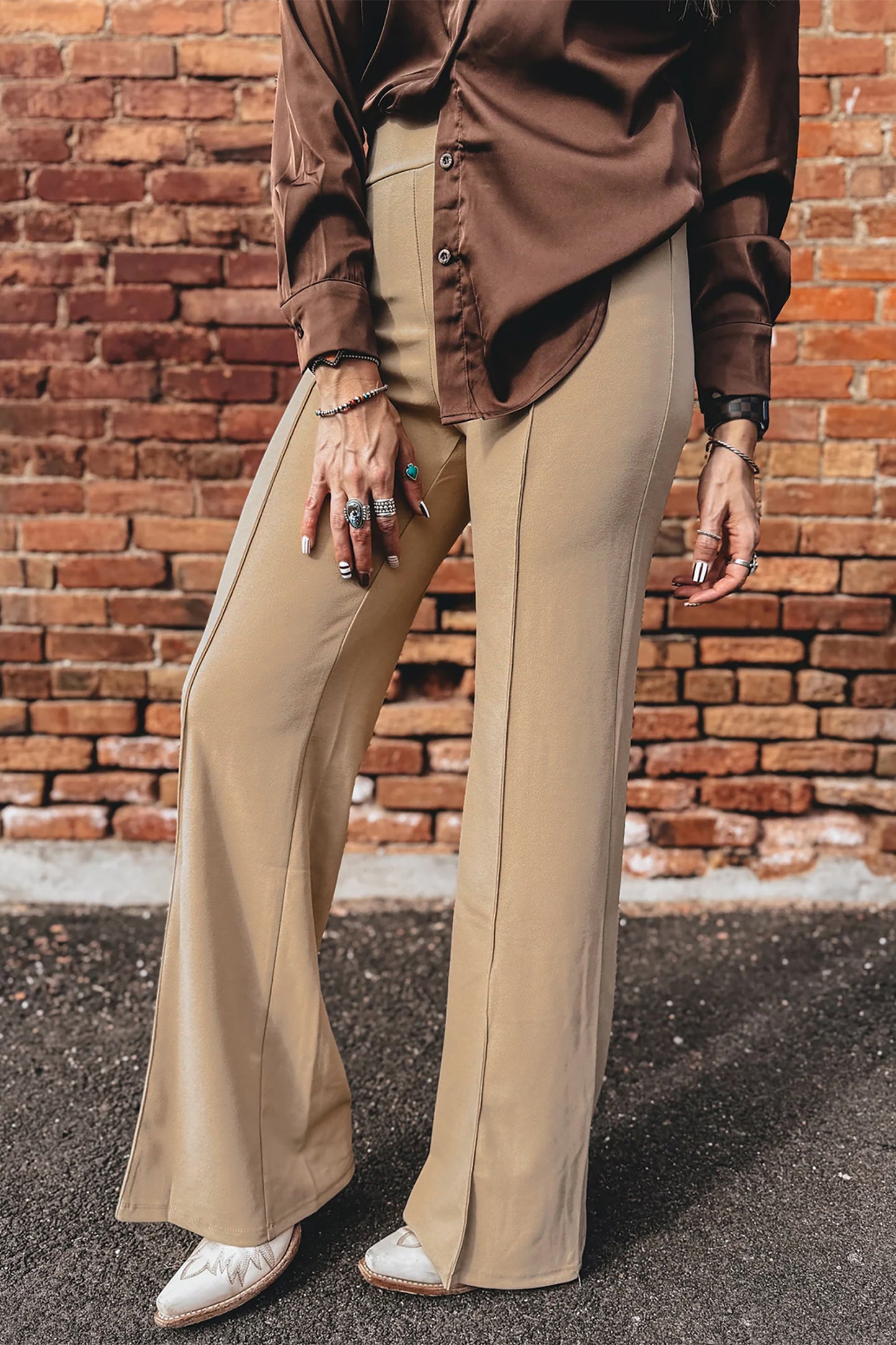 High Waist Pants Parchment