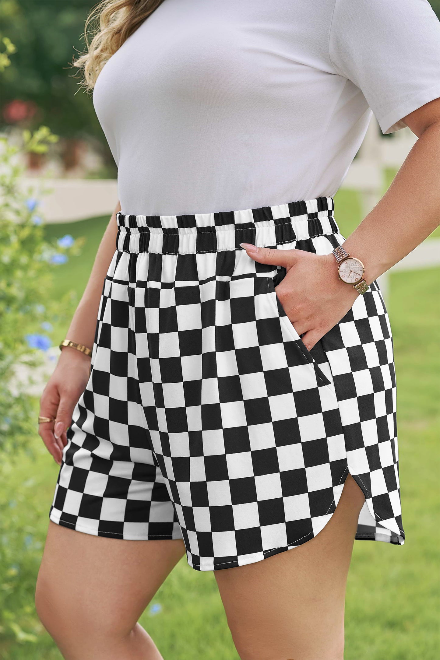 Checkered Athleisure Shorts