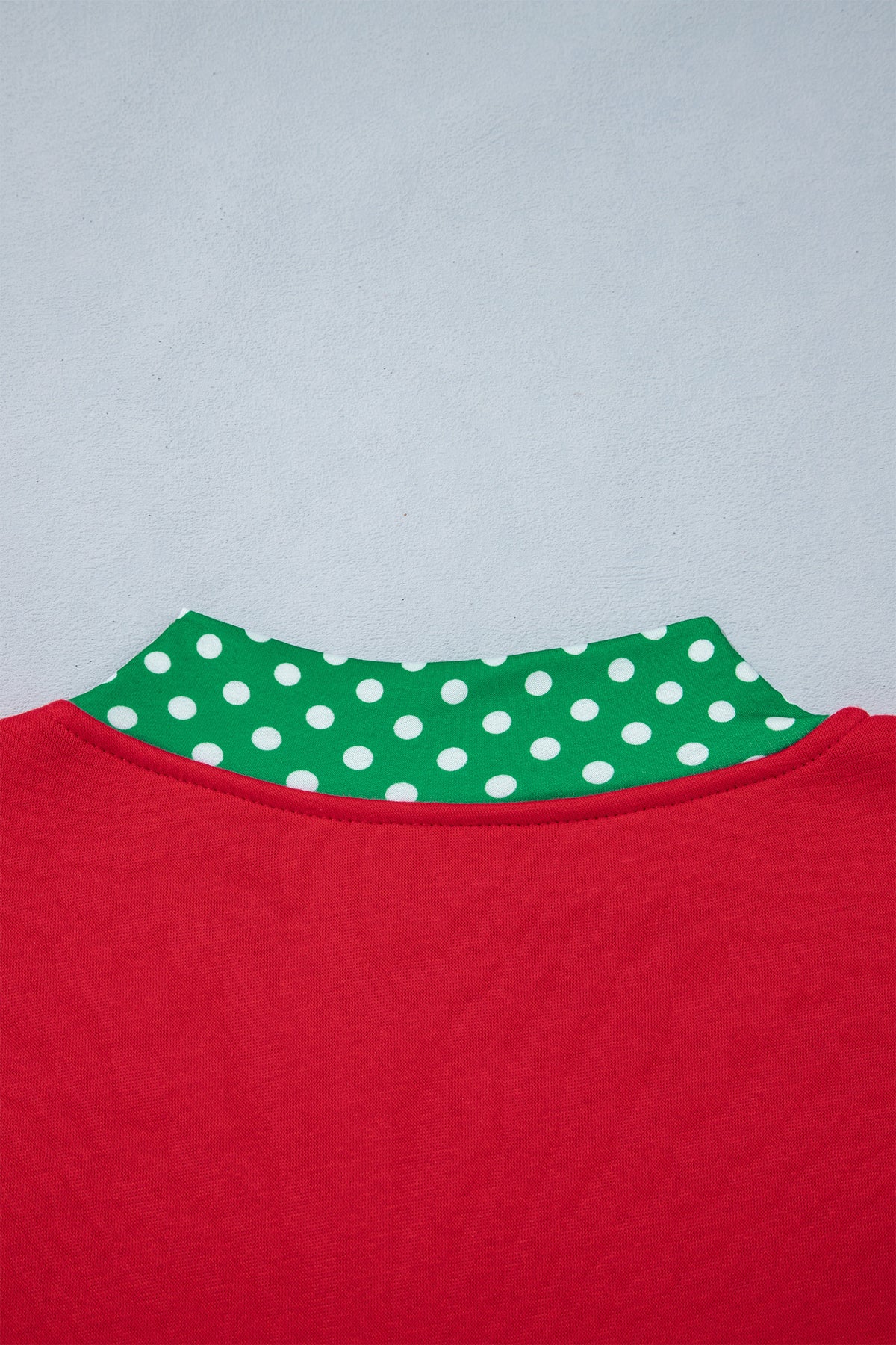 Polka Dot Letter Print Contrast Trim Mock Neck Sweatshirt
