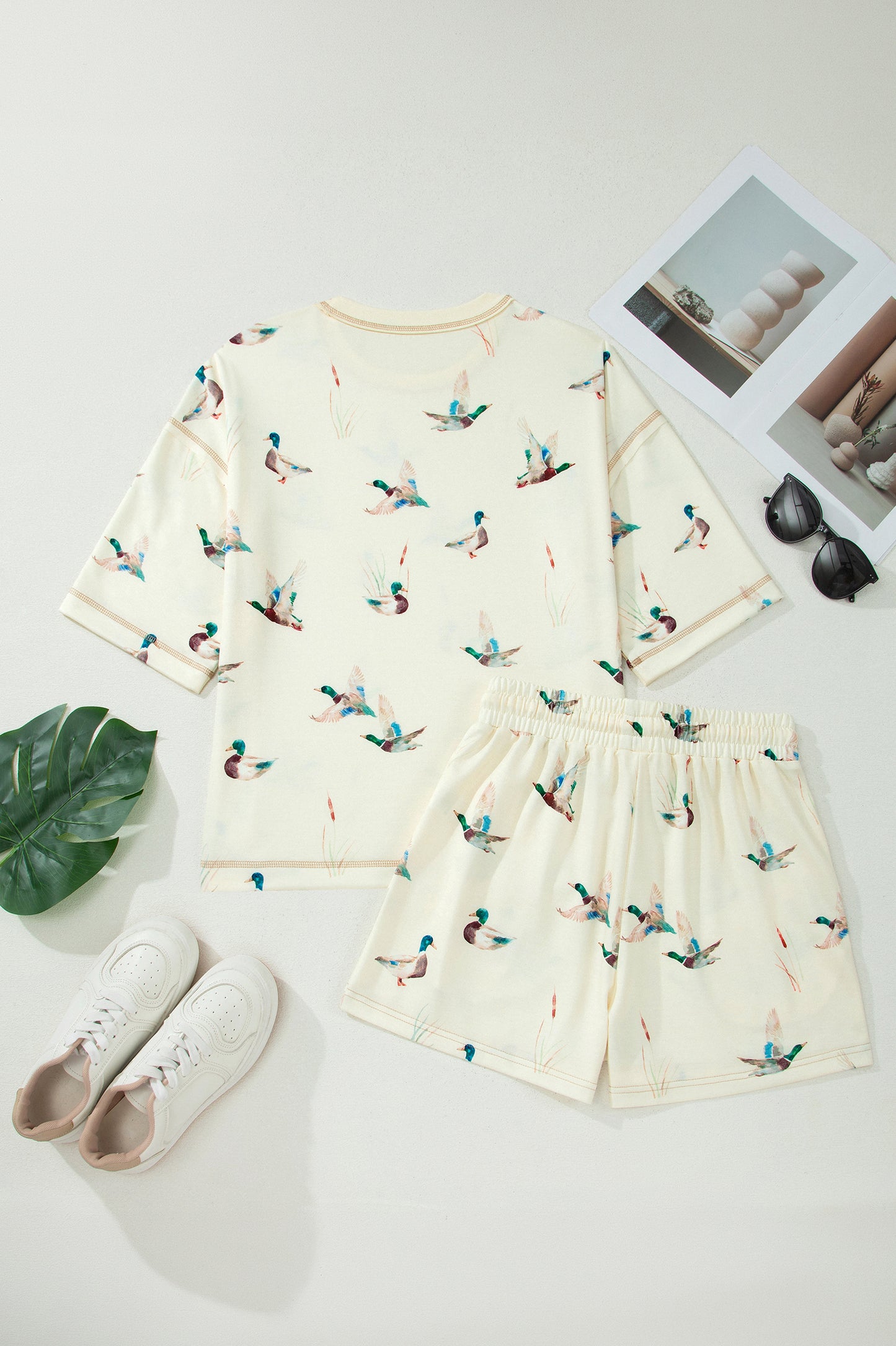 Mallard Duck  Oversized Tee Drawstring Short Set