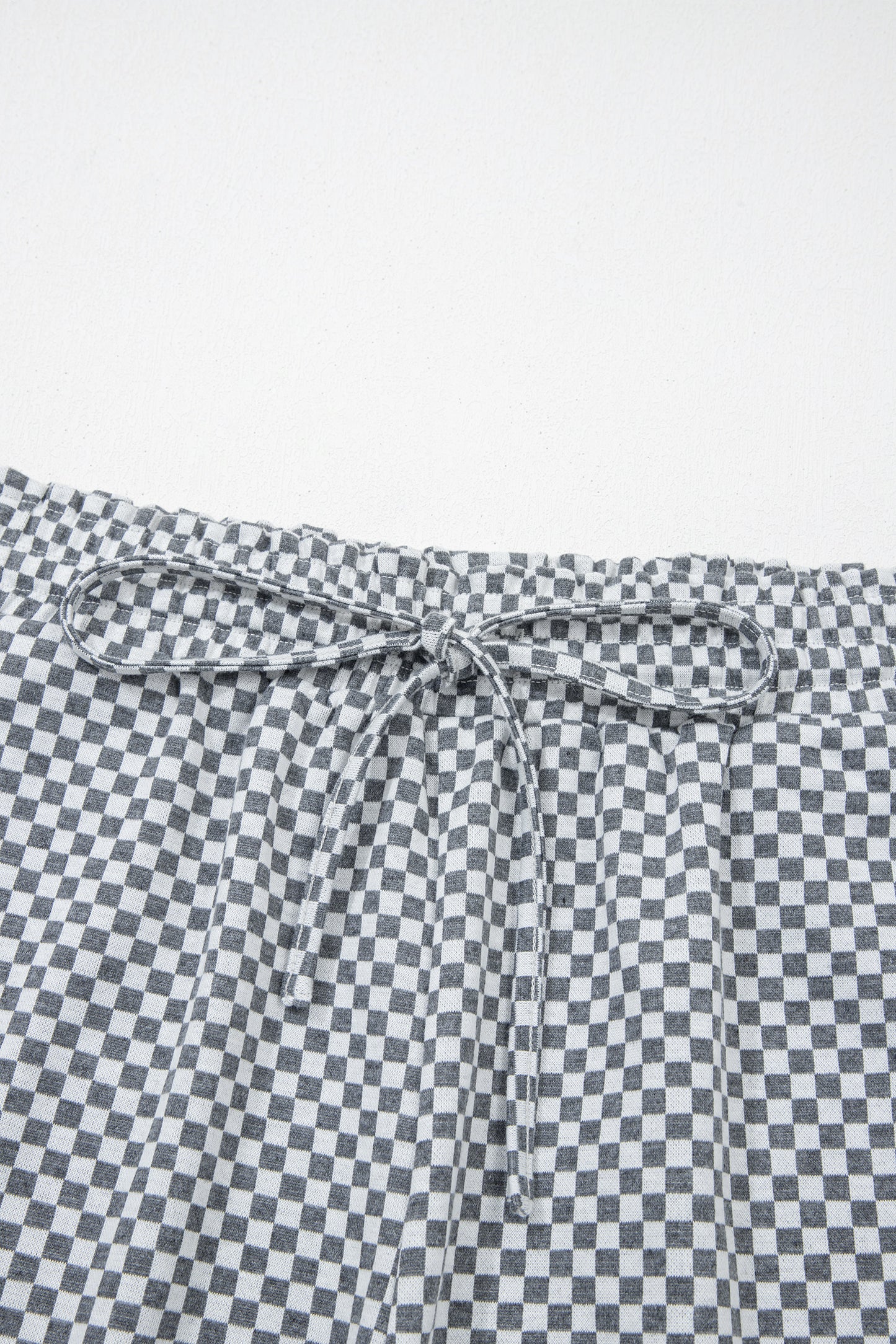 Checkerboard Drawstring  Pocketed Shorts