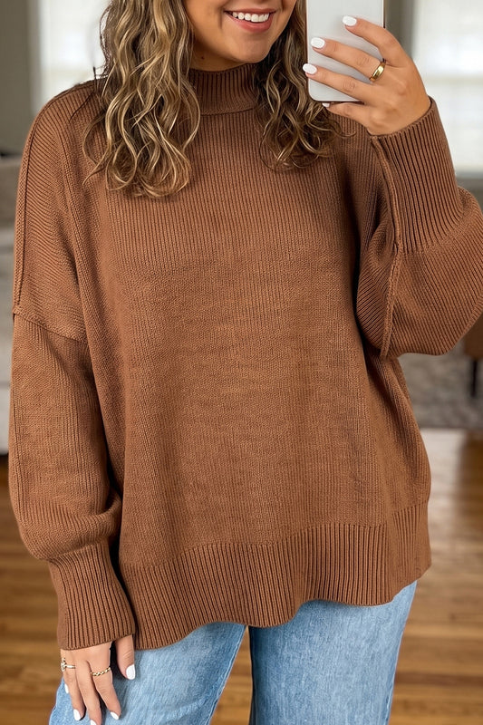 Oversized Ribbed Knit Plus Size Sweater