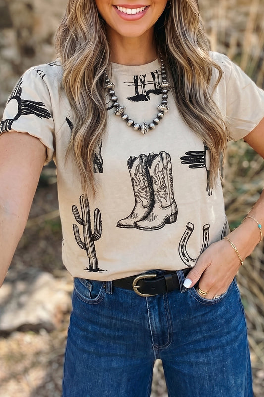 Western Print T Shirt