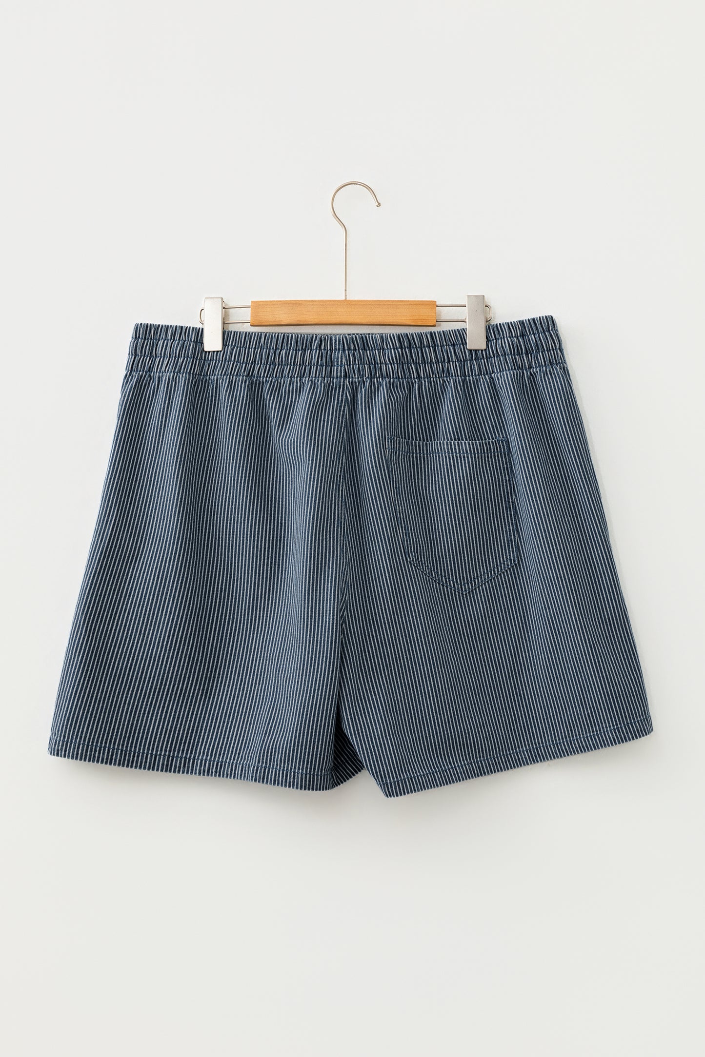 Stripe Plus Size Contrast Drawstring Elastic Waist Denim Shorts