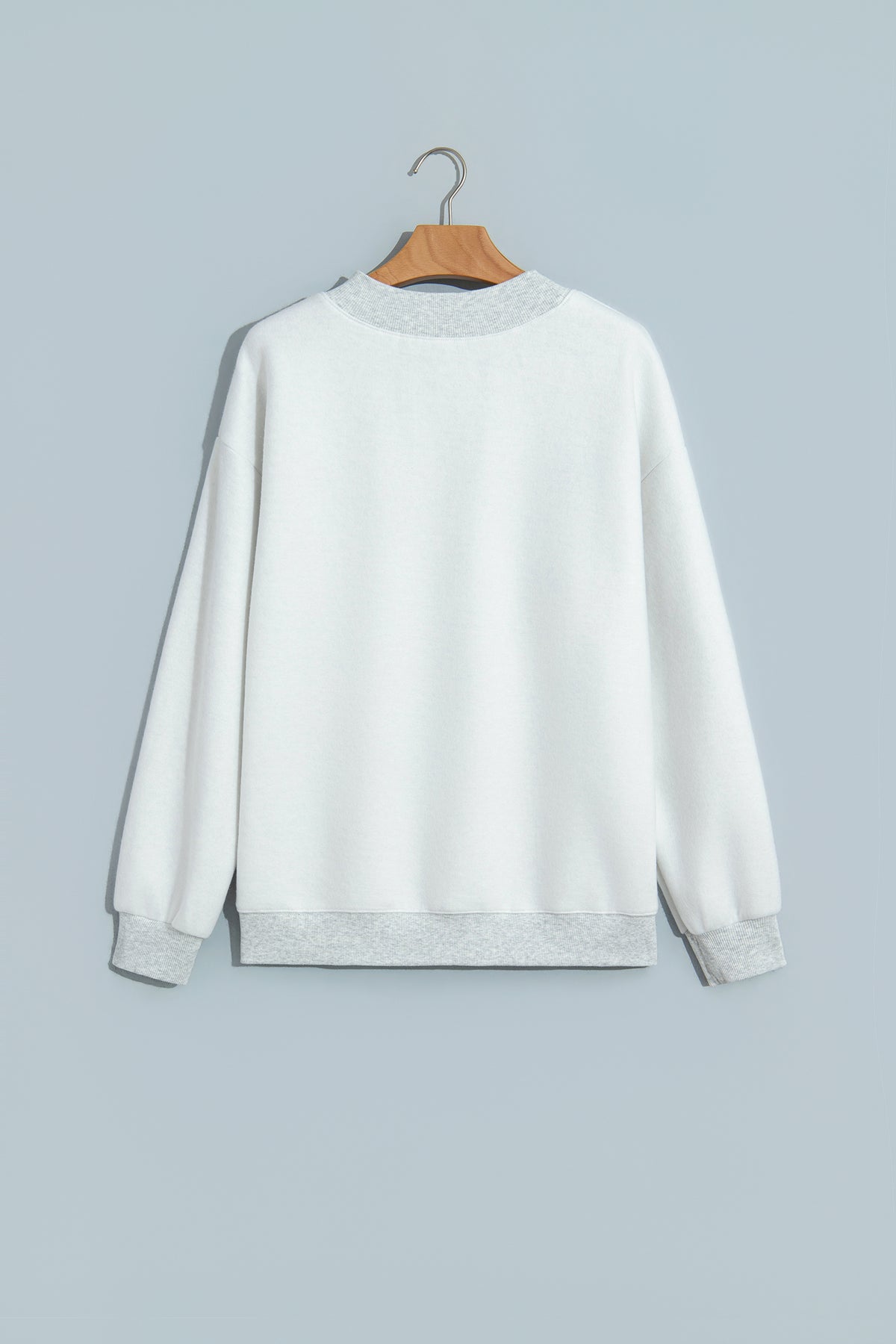 Reversible Christian Faith Print Mock Neck Pullover Sweatshirt