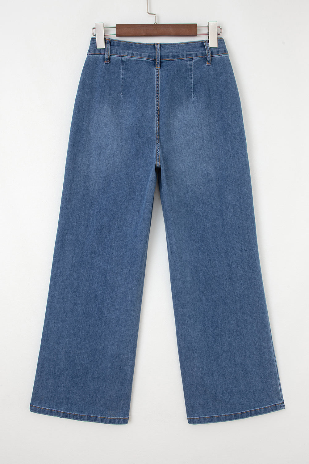 Multi Buttons High Waist Wide Leg Jeans