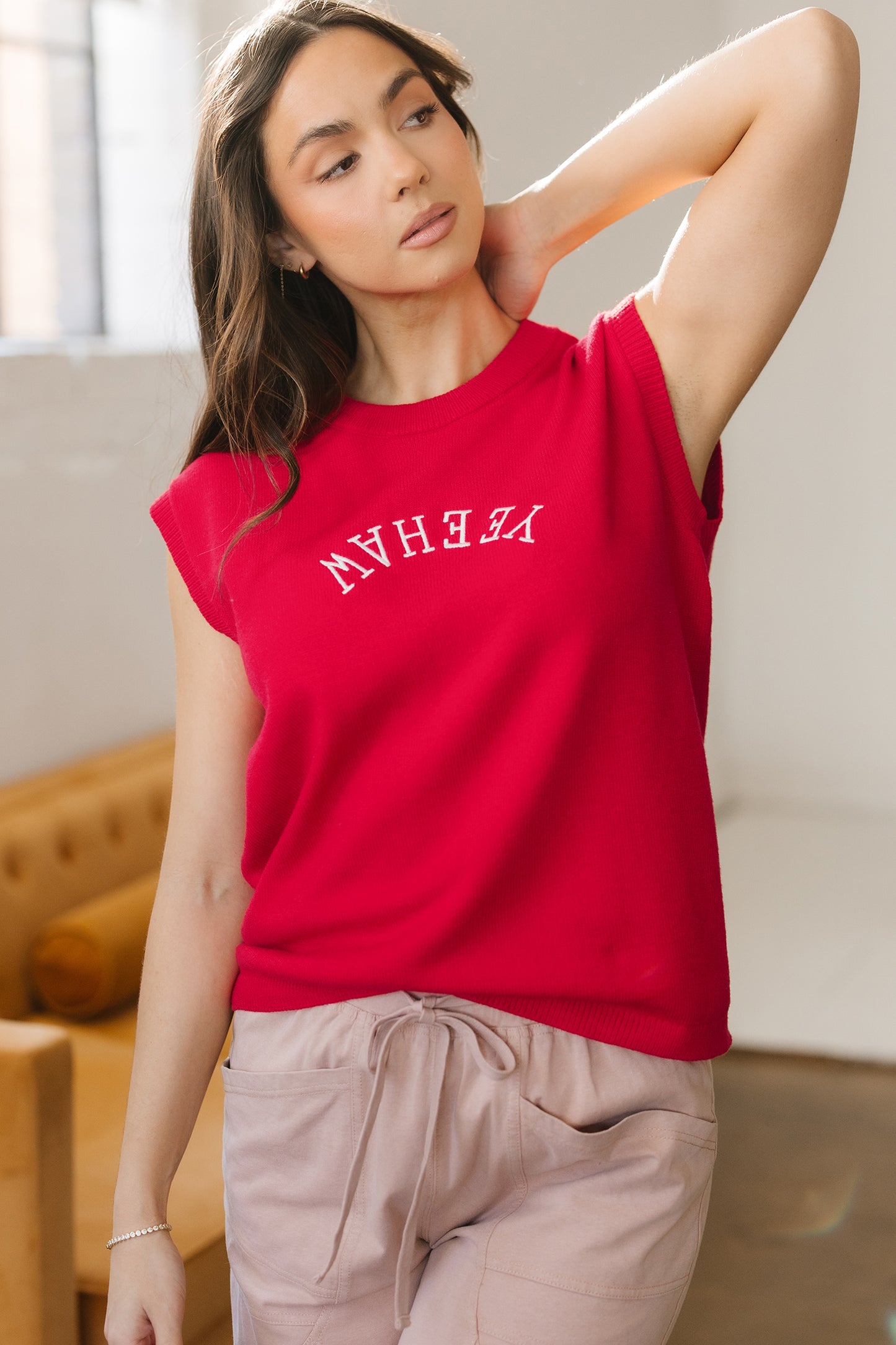 YEEHAW Loose Short Sleeve Sweater