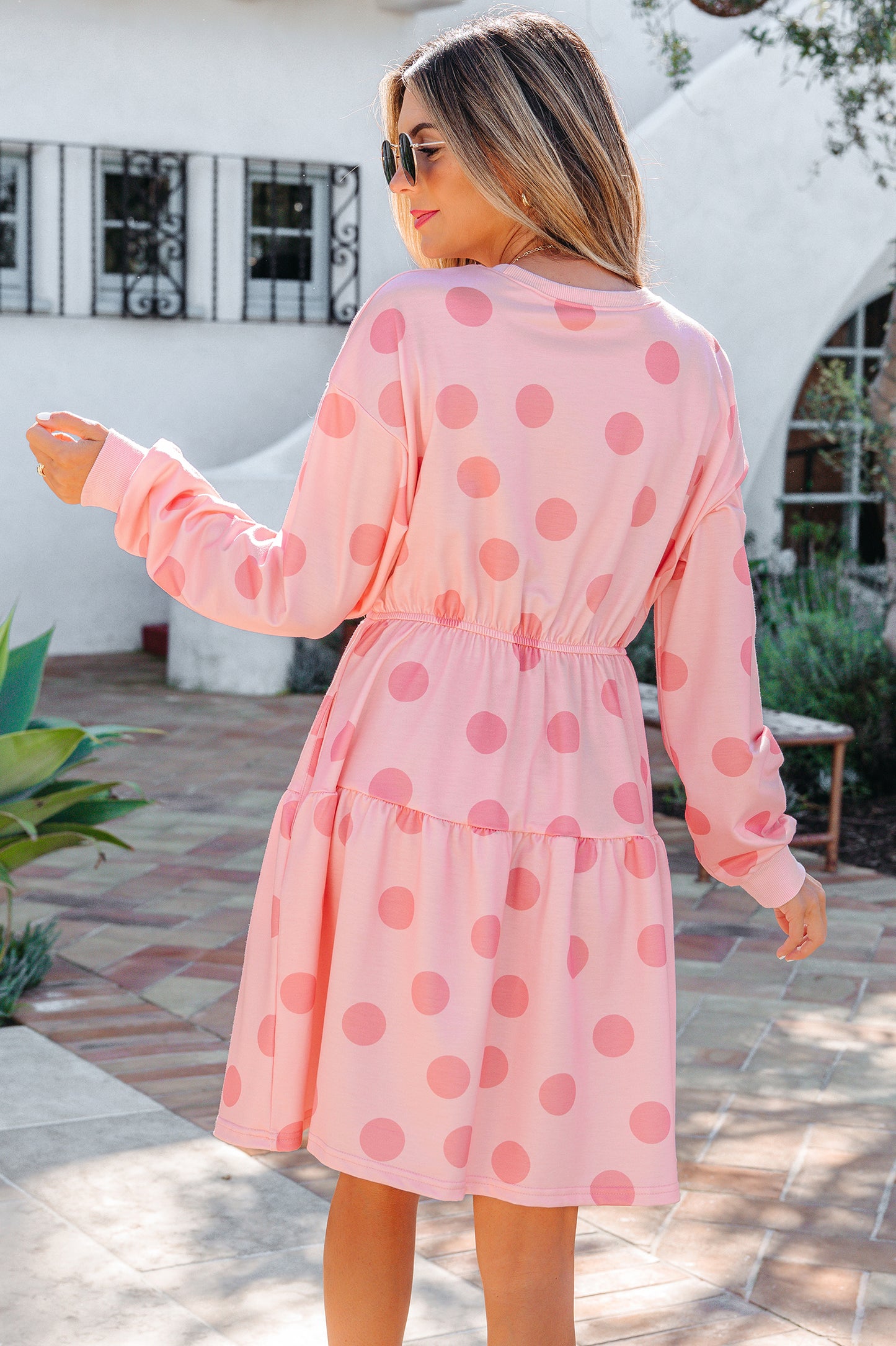Polka Dot Long Sleeve Mini Dress