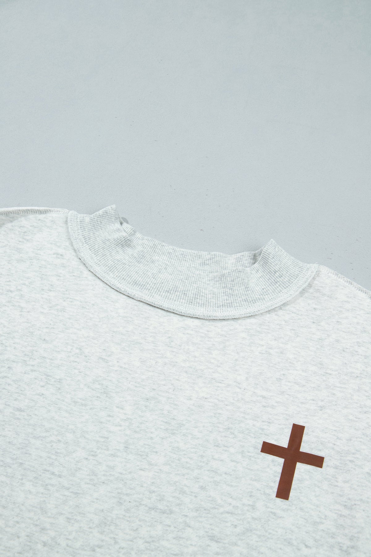 Reversible Christian Faith Print Mock Neck Pullover Sweatshirt