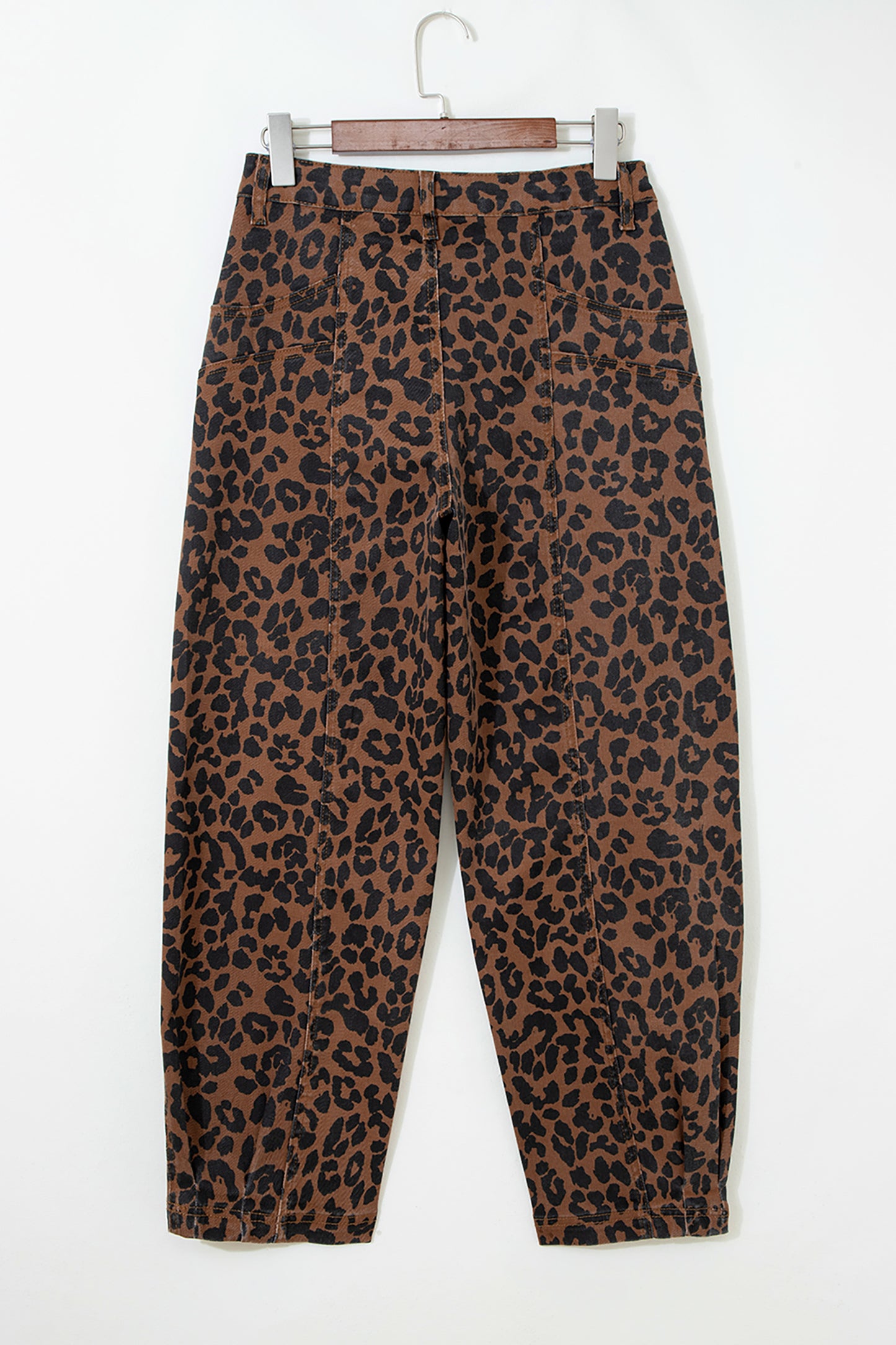 Patchwork Leopard Print Barrel Jeans